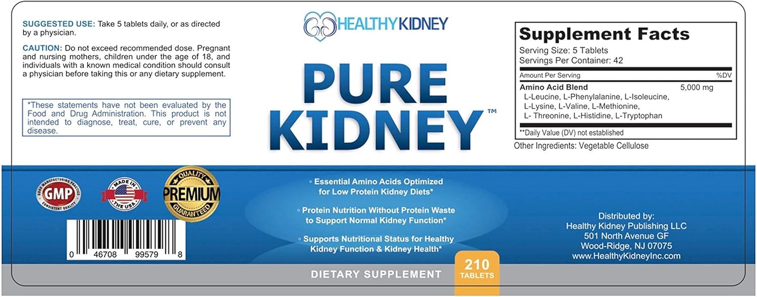 Suplemento de salud renal pura y libro de cocina de dieta renal para rejuvenecimiento, dieta baja en proteínas y suplemento renal. Libro de dieta