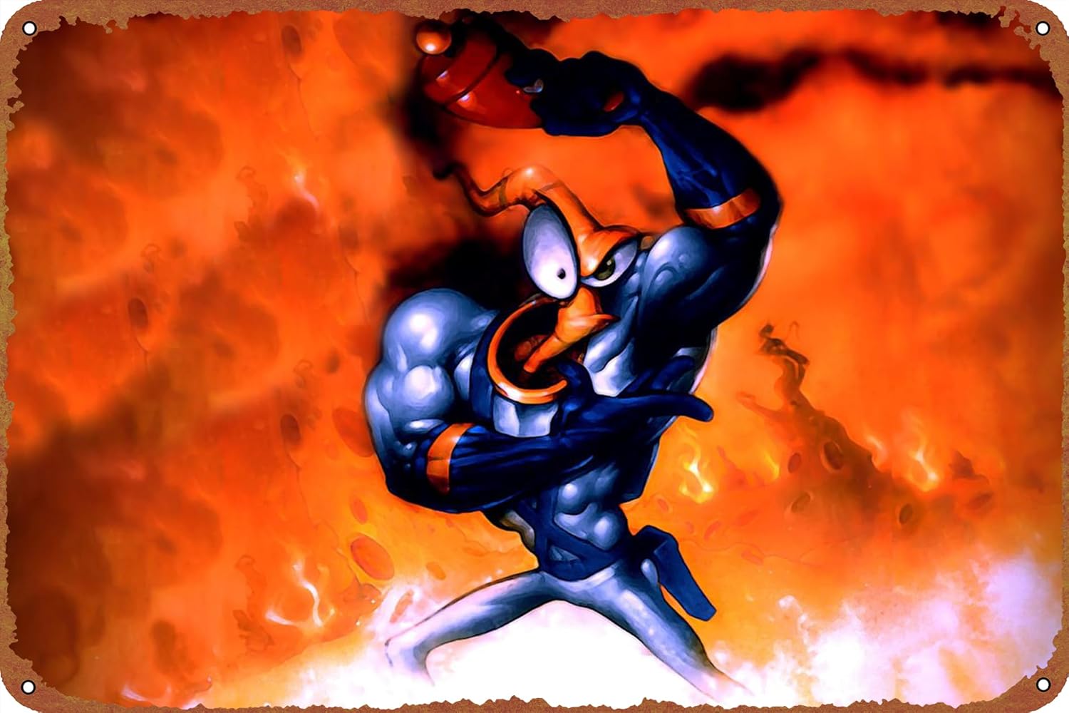 Earthworm Jim Game – Cartel de metal retro para decoración de pared para el hogar, calle, puerta, bares, club