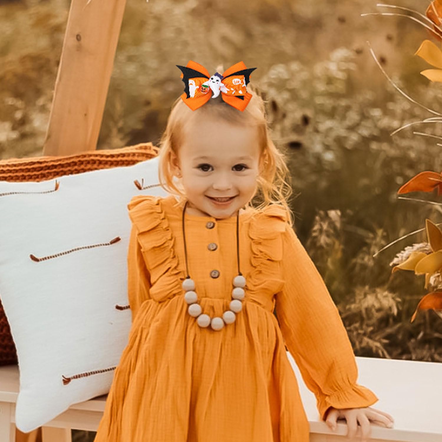 Lazos para el pelo de calabaza de Halloween para niñas, lindos clips de lazo de araña fantasma para decoración de peinado, pasador de pelo de