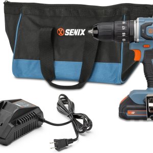 SENIX Taladro de martillo inalámbrico X2 de 20 voltios máximos de 12 pulgada con motor sin escobillas, kit de herramientas eléctricas incluye bolsa SENIX Taladro de martillo inalámbrico X2 de 20 voltios máximos de 12 pulgada con motor sin escobillas, kit de herramientas eléctricas incluye bolsa