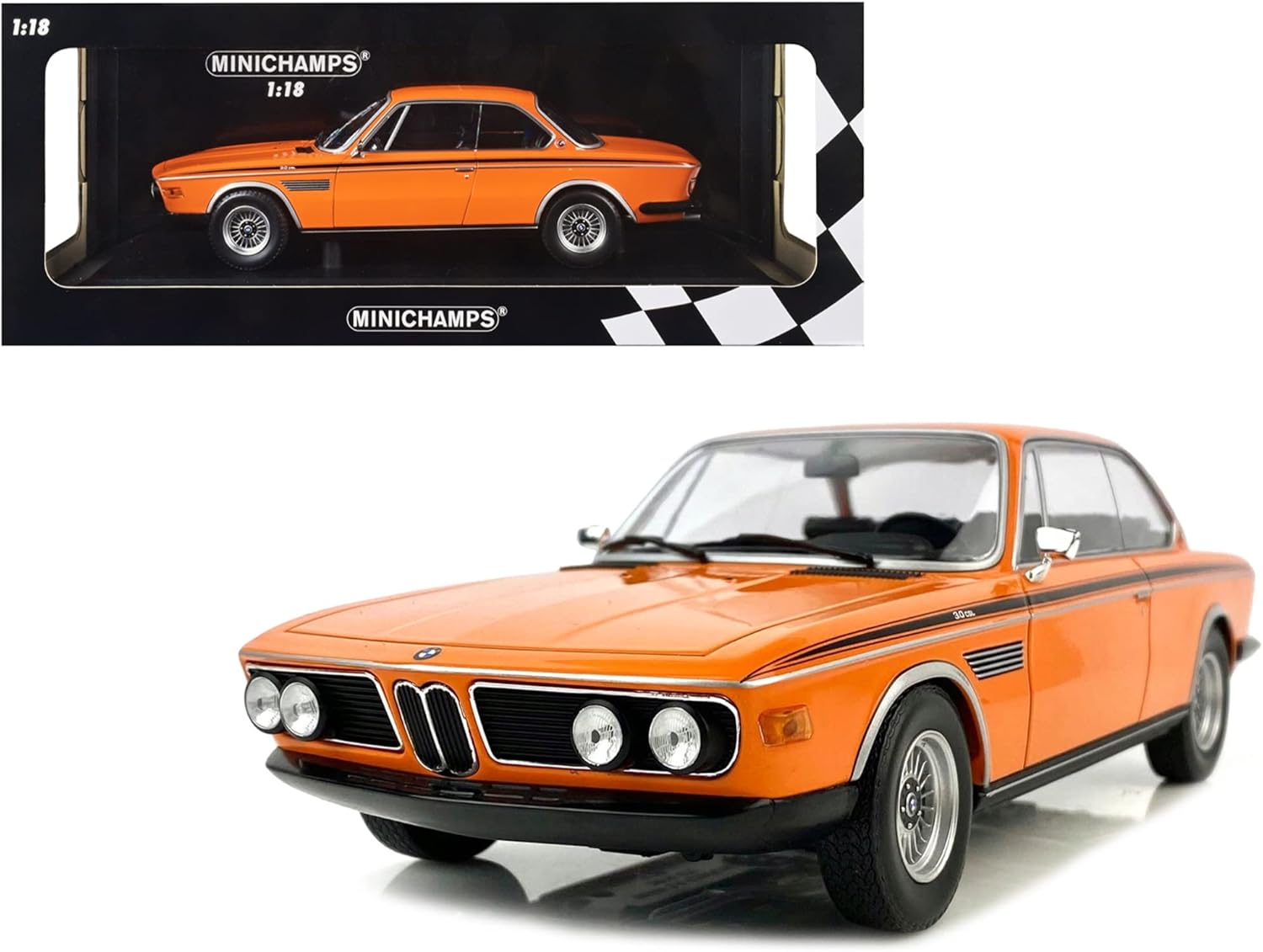 Minichamps 155028131 118 BMW 3.0 CSL-1971-Orange Coche miniatura coleccionable, naranja