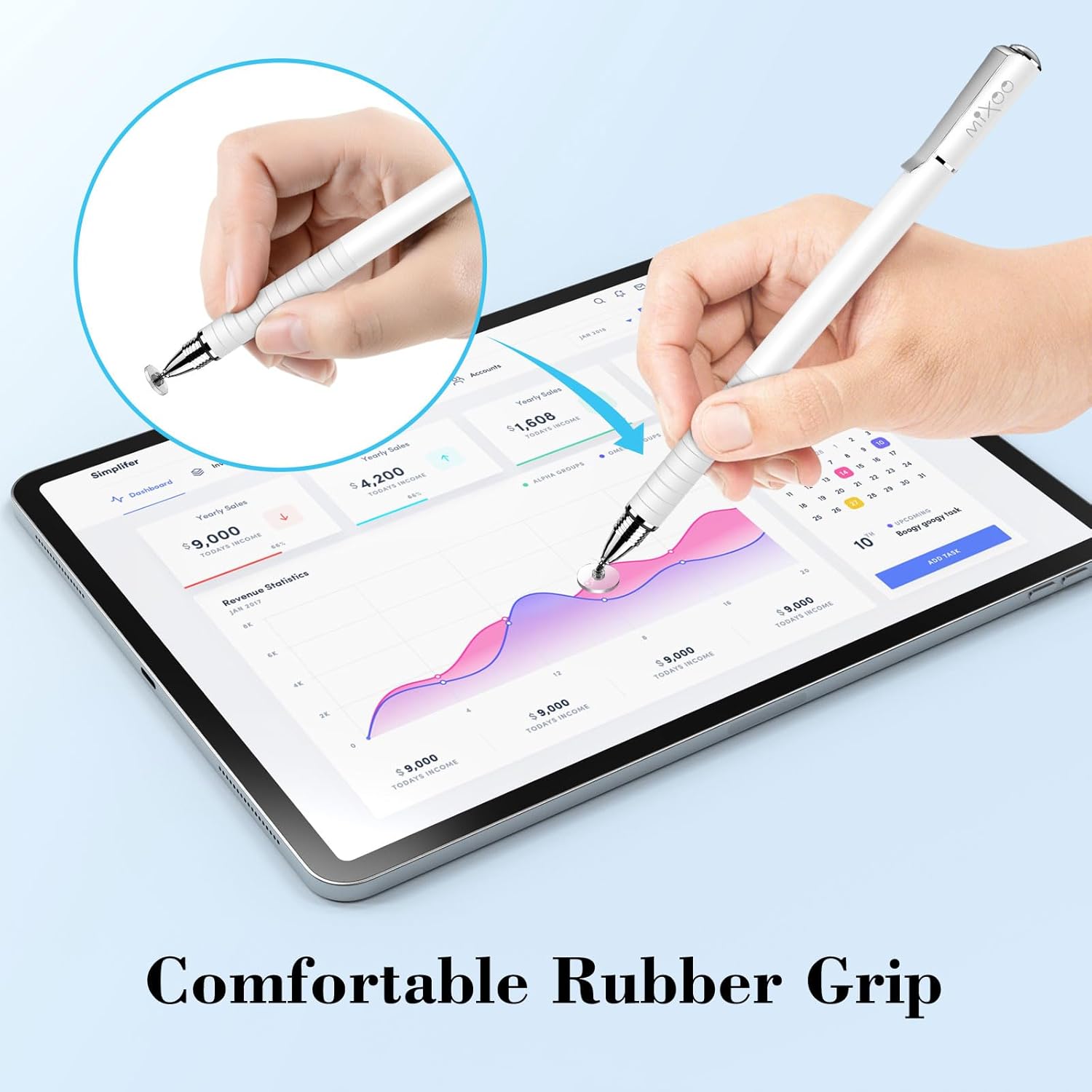 Mixoo Lápiz óptico para pantallas táctiles, paquete de 6, punta de disco y fibra, 2 en 1, lápiz capacitivo universal de alta sensibilidad para iPad,
