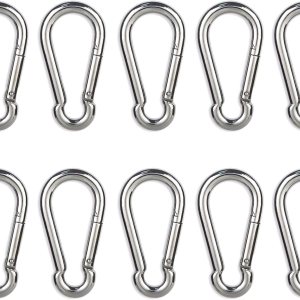 Clips de mosquetón, 10 mosquetones de llavero de acero inoxidable de 2.36 pulgadas. Clips de mosquetón pequeños, gancho de resorte a presión, clips Clips de mosquetón, 10 mosquetones de llavero de acero inoxidable de 2.36 pulgadas. Clips de mosquetón pequeños, gancho de resorte a presión, clips
