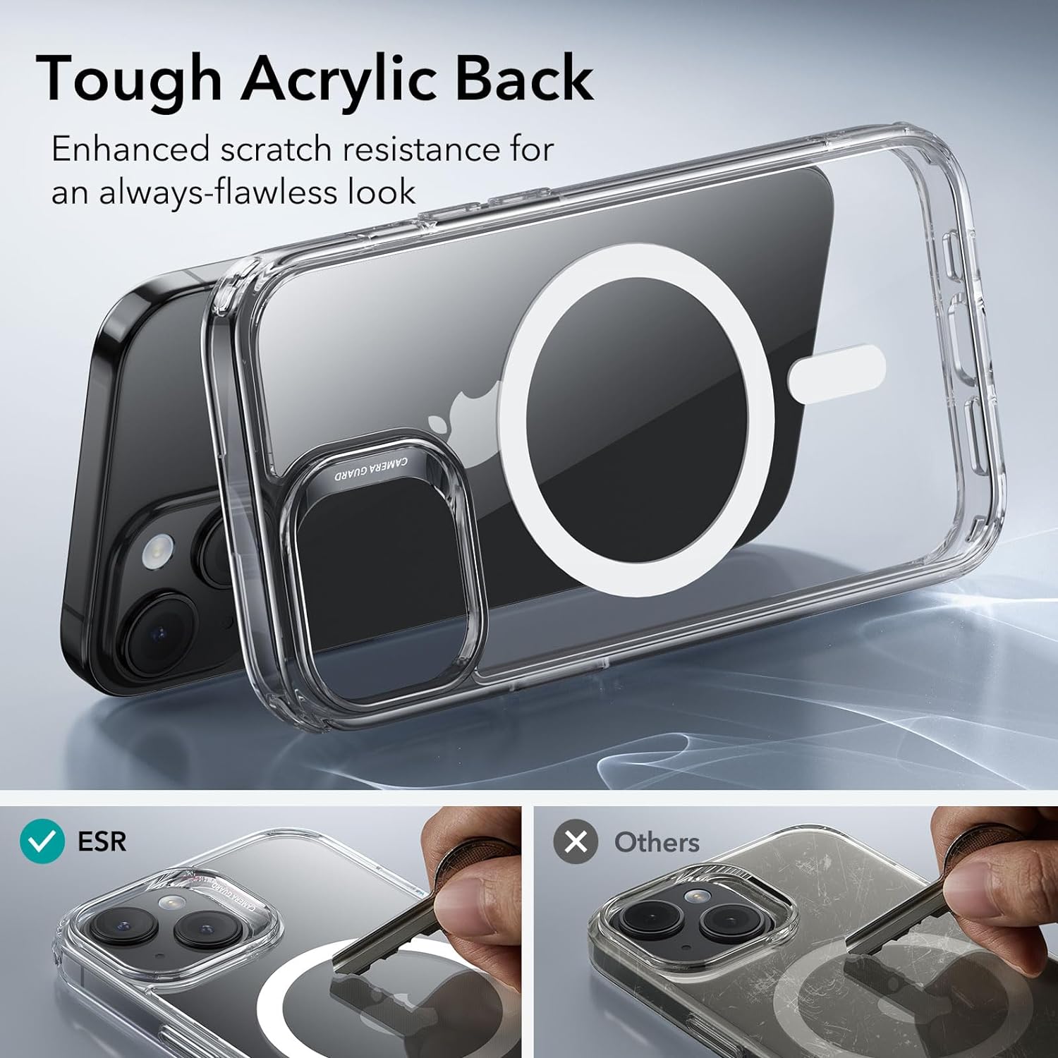 ESR Funda para iPhone 15, compatible con MagSafe, protección de grado militar, resistente al amarillamiento, parte trasera resistente a los