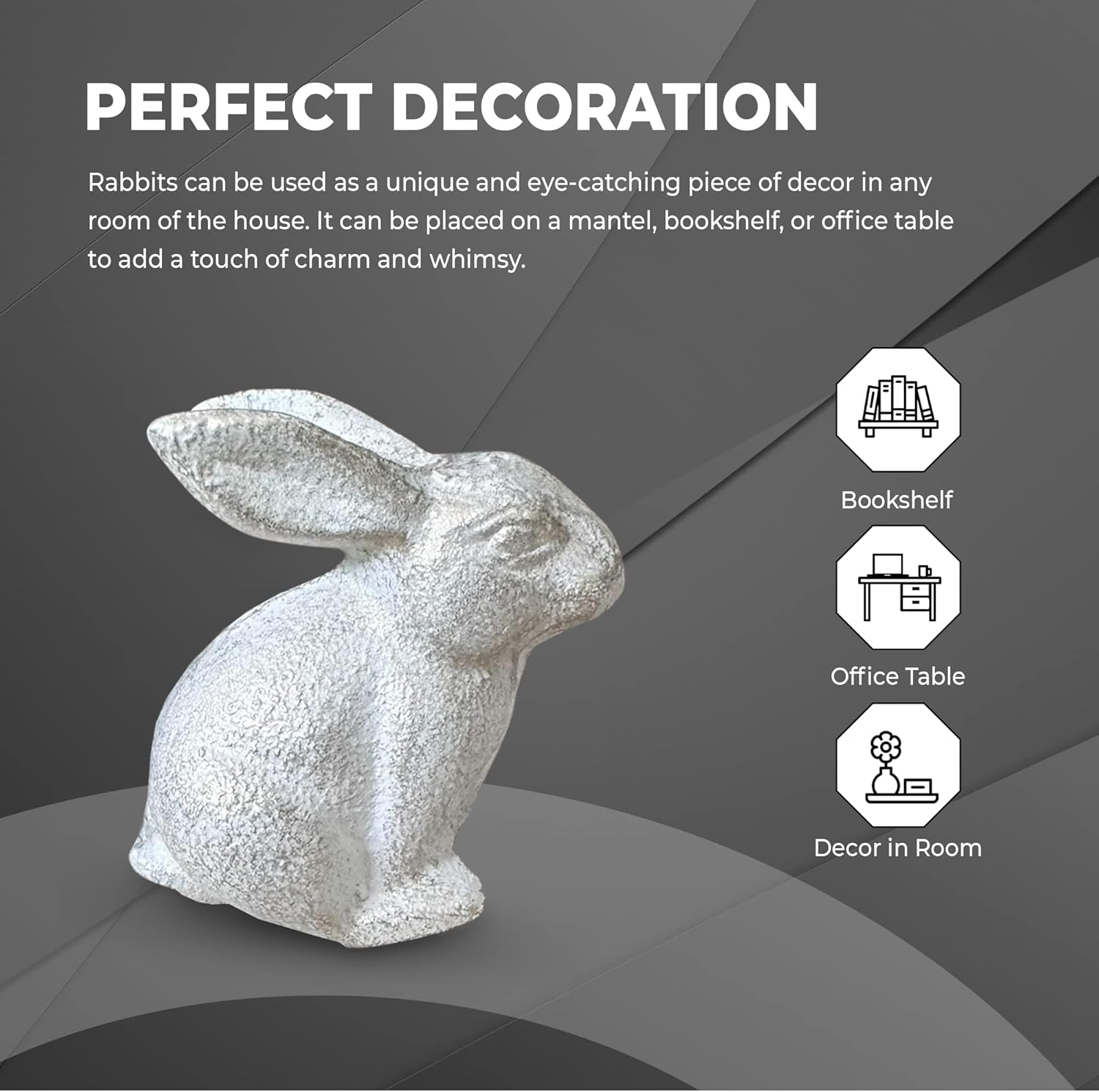 Conejito de hierro pequeño, estatuaestatua de conejito hecho a mano, decoración perfecta para la mesa del hogar, oficina, escritorio, figura de