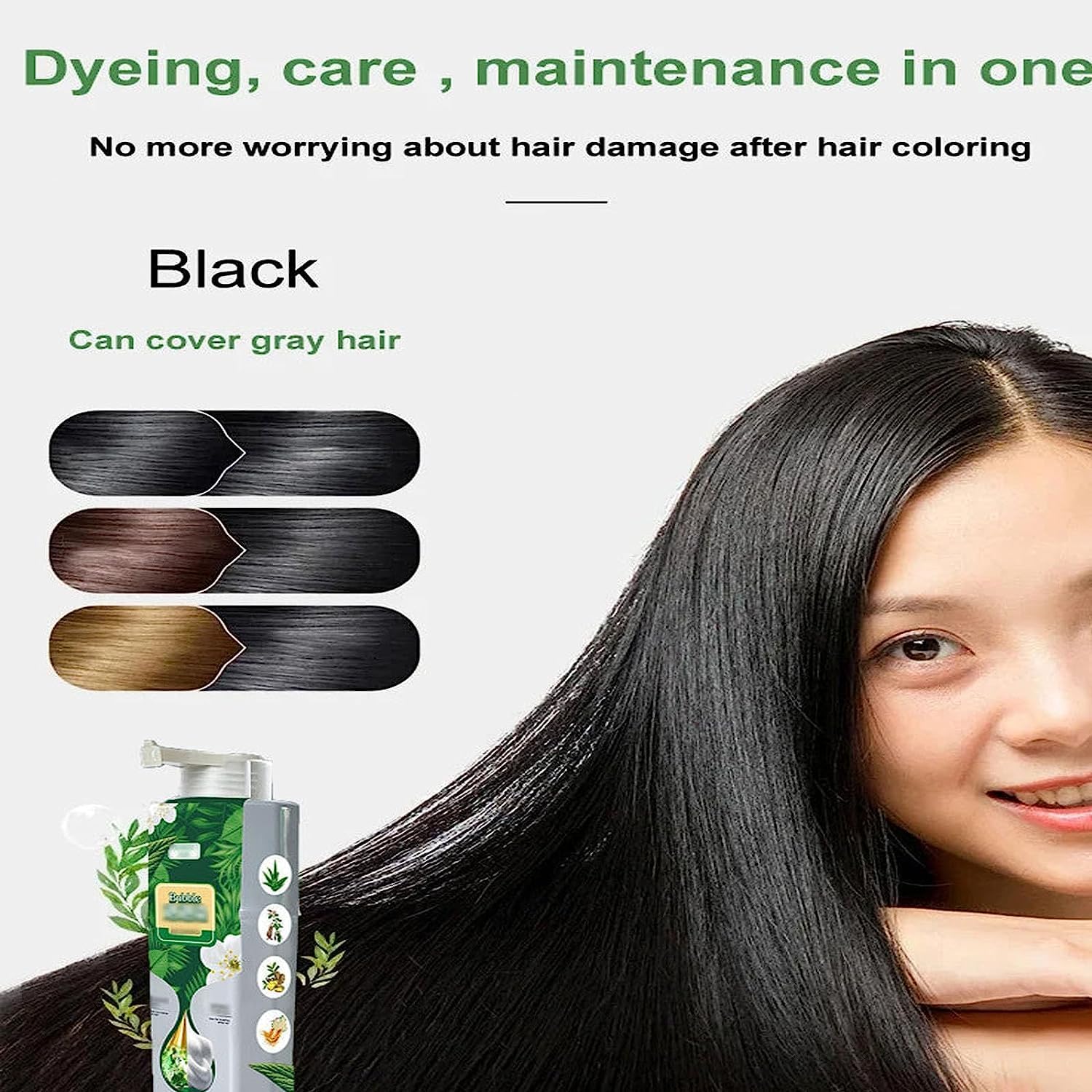 1 juego de extracto de planta puro para tinte de burbujas de color de cabello gris, tinte de burbujas para el cabello, champú de tinte para el