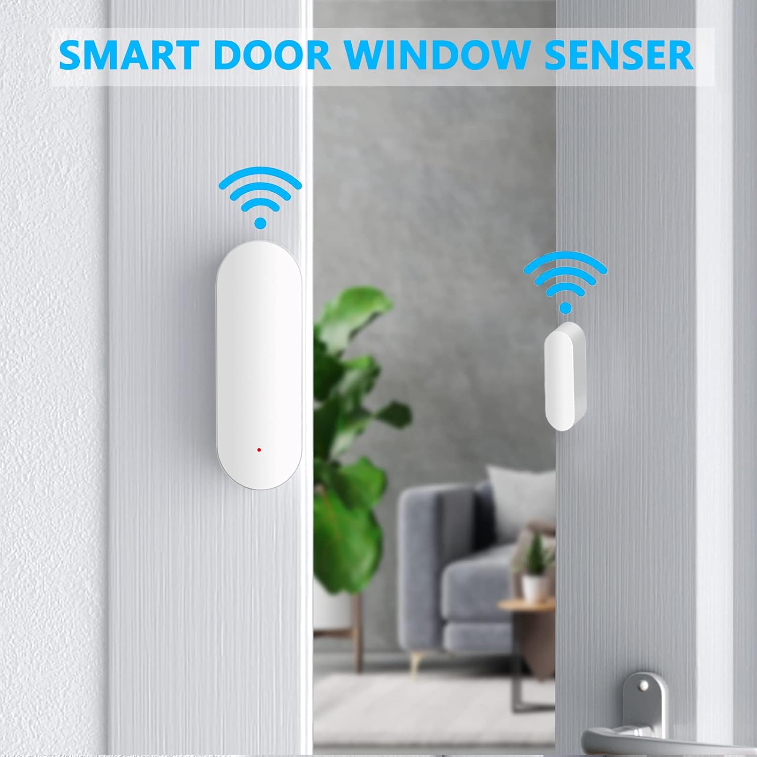 Alarma inalámbrica con sensor de puerta inteligente, sensor de contacto WiFi para puerta de ventana para sistema de seguridad del hogar, monitor