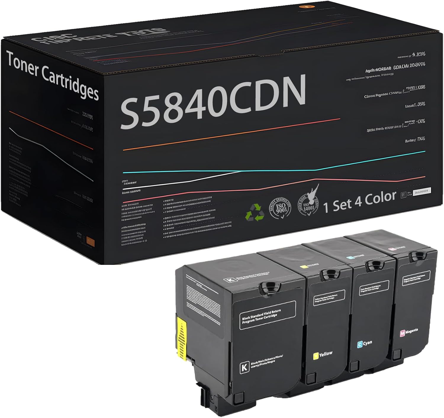 Compatible con cartuchos de tóner Dell S5840CDN, trabajo de alto rendimiento para impresora Dell S5840 S5840DN S5840CDN, rendimiento estimado de
