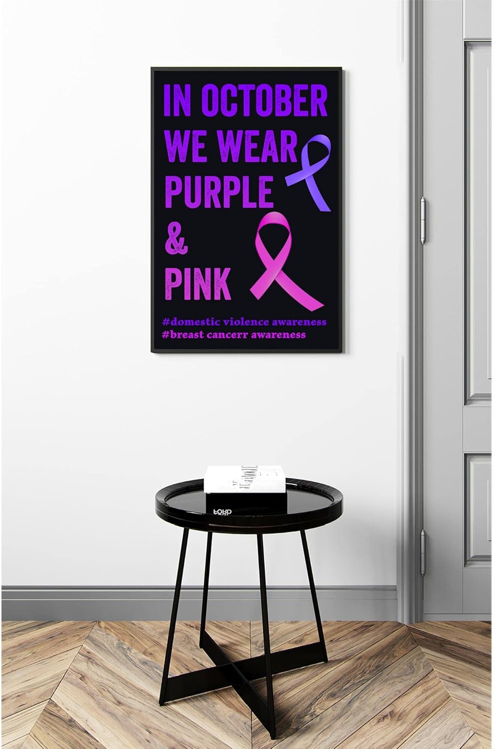 In October We Wear Purple and Pink Domestic Violence Art Print – Arte de pared para concientización sobre violencia doméstica, cinta morada,