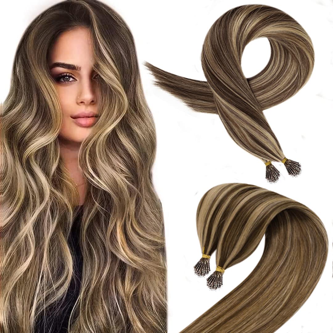 Extensiones de cabello humano con nano cuentas, color degradado, extensiones invisibles de cabello con anillo de micro micro anillo, extensiones de