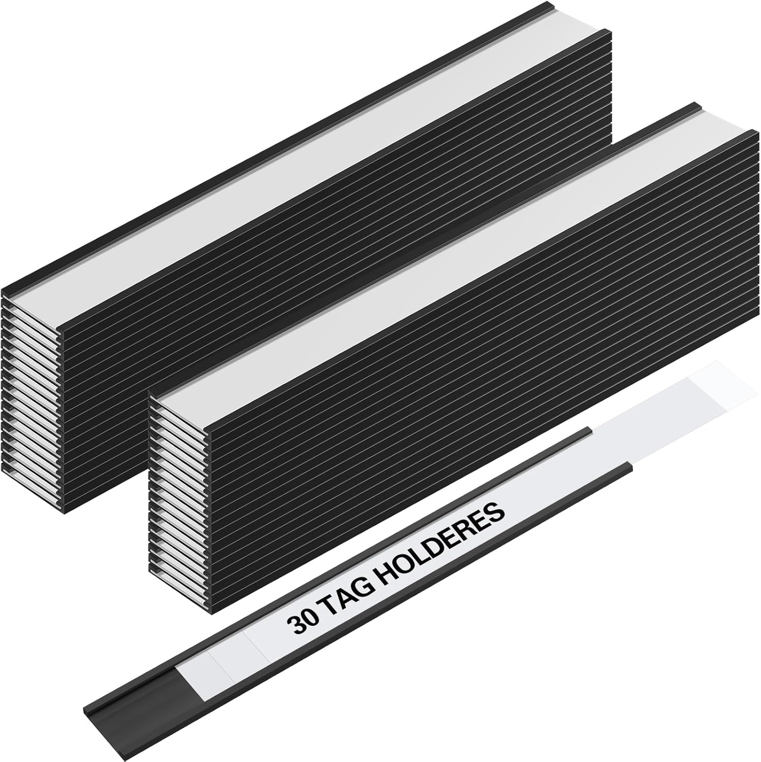 Tenceur Juego de 30 soportes magnéticos para etiquetas de 1 x 8 pulgadas, con canal C, placa magnética de identificación con protectores de plástico