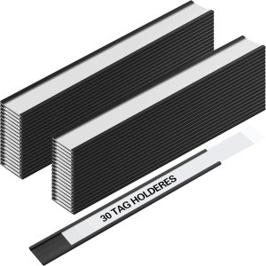 Tenceur Juego de 30 soportes magnéticos para etiquetas de 1 x 8 pulgadas, con canal C, placa magnética de identificación con protectores de plástico Tenceur Juego de 30 soportes magnéticos para etiquetas de 1 x 8 pulgadas, con canal C, placa magnética de identificación con protectores de plástico