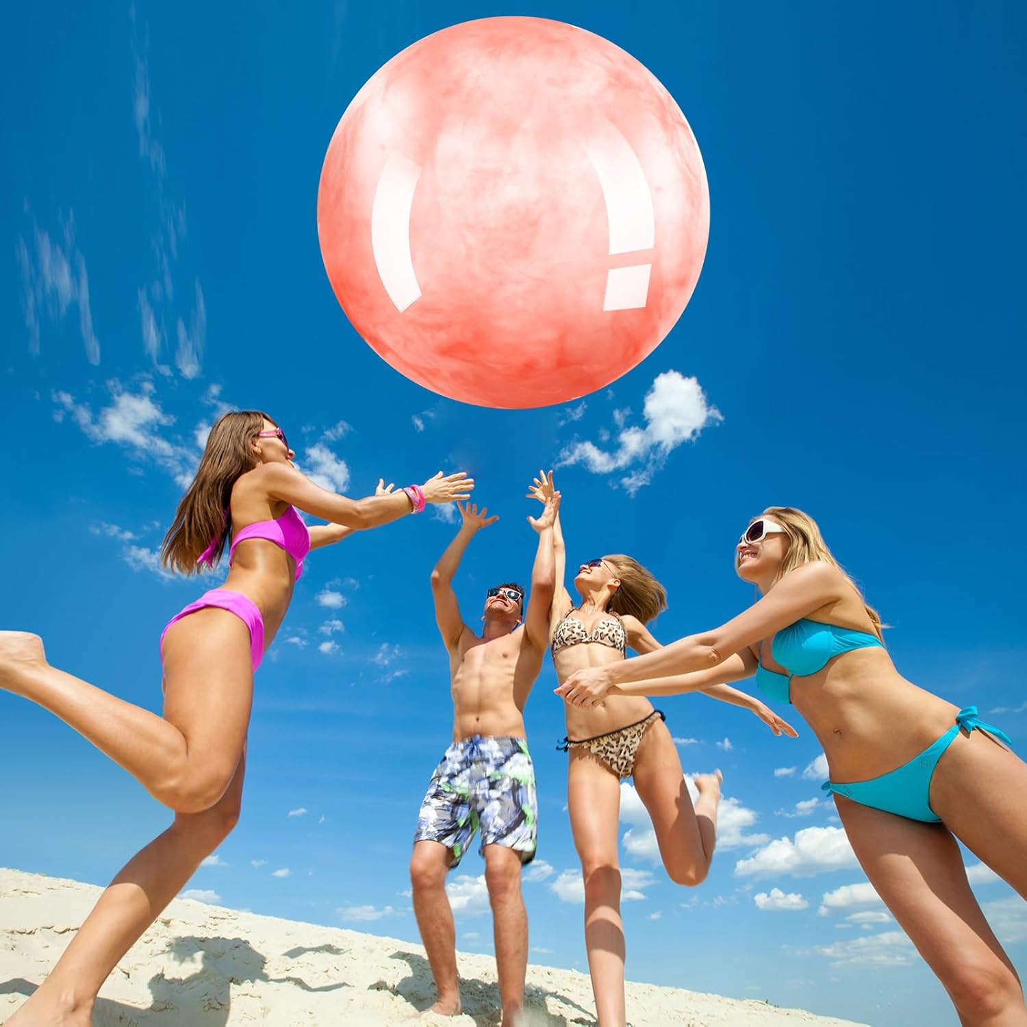 2 pelotas de playa inflables gigantes marmoleadas, bolas de playa grandes inflables de kickball grande para playa, piscina, fiesta, juguetes para