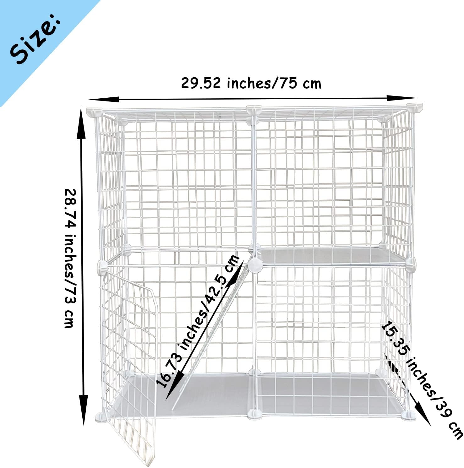 MUYG Jaula de metal de 2 niveles para gatos, jaulas desmontables para gatos, corralito portátil extraíble plegable para gatos pequeños y medianos