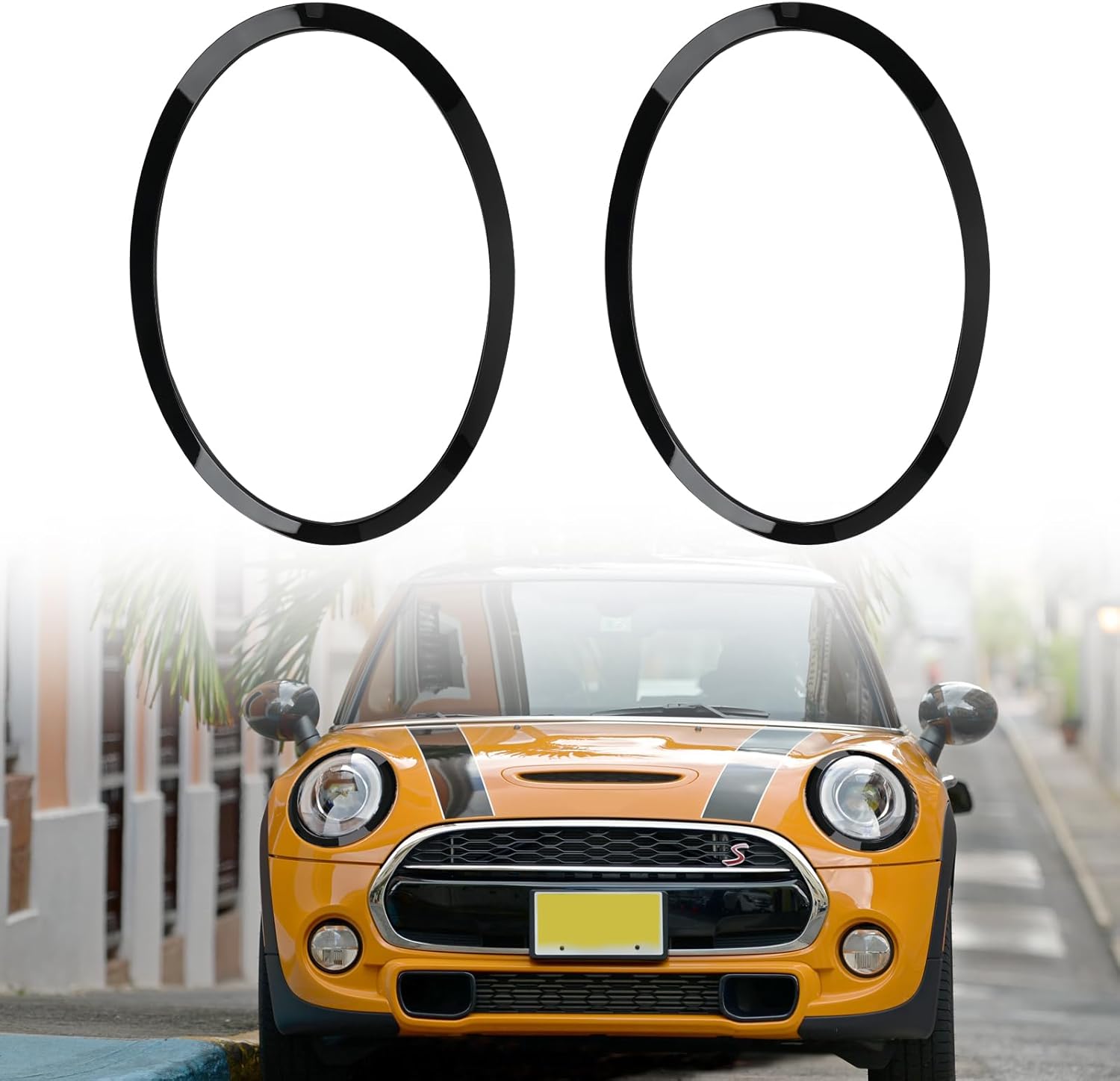 Bisel para faros delanteros del lado del conductor y del pasajero, compatible con MINI Cooper F55 F56 F57 2014-2021, repuesto # 51137300631