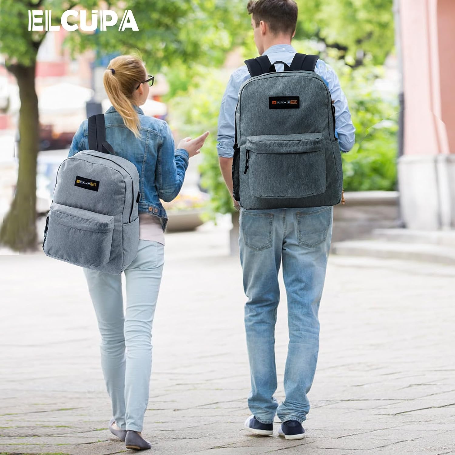 Mochila escolar, mochila ligera para laptop con puerto de carga USB, mochila para la universidad (no incluye parche de velcro), Gris (Graphite