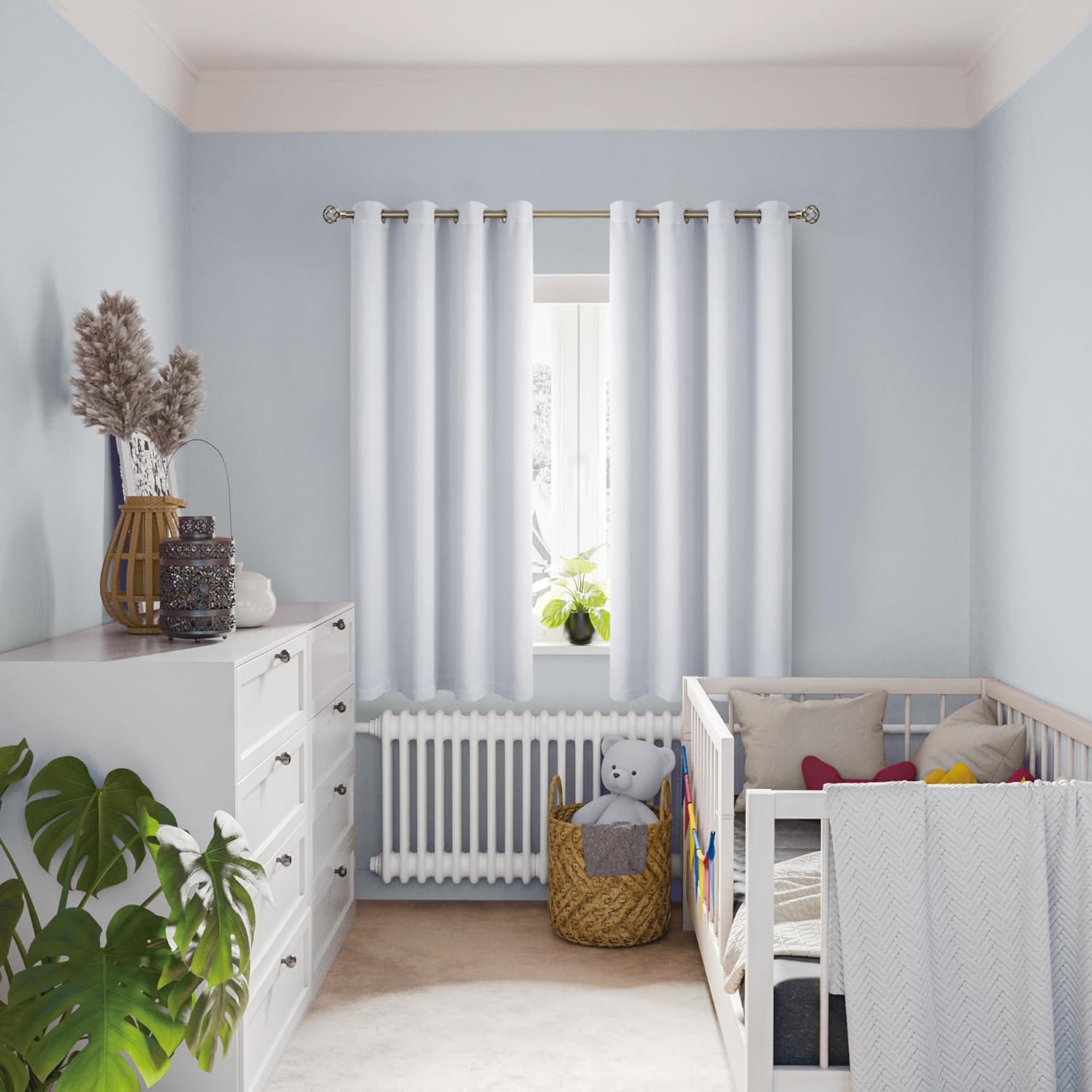 BGment – Cortinas con aislamiento térmico para habitación, 100% opacas, con forro negro, cortina de doble capa con ojales, reduce el ruido (52 x