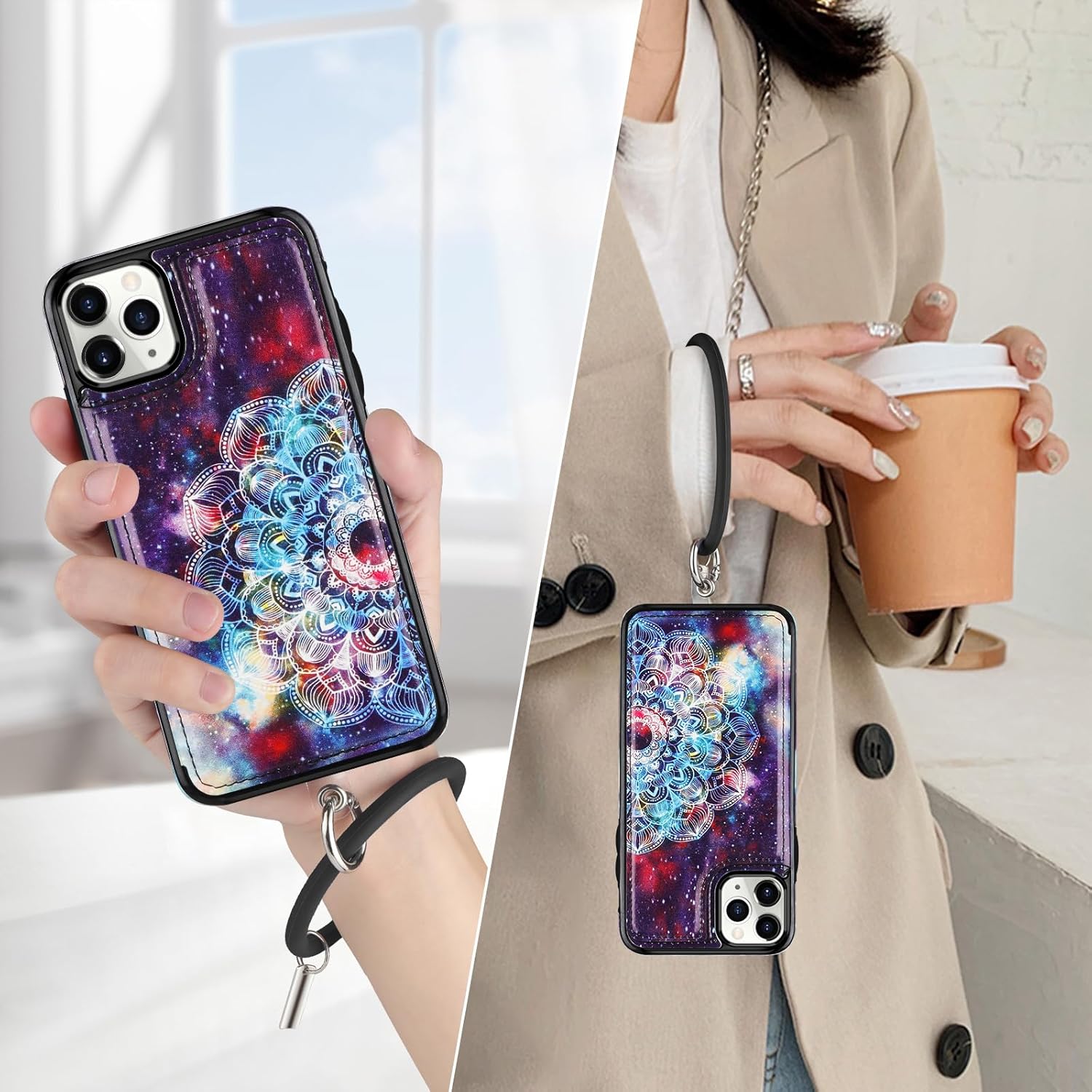 HianDier Funda tipo cartera para iPhone 11 Pro Max de 6.5 pulgadas con pulsera, protector de pantalla + funda para cámara, con ranura para tarjeta