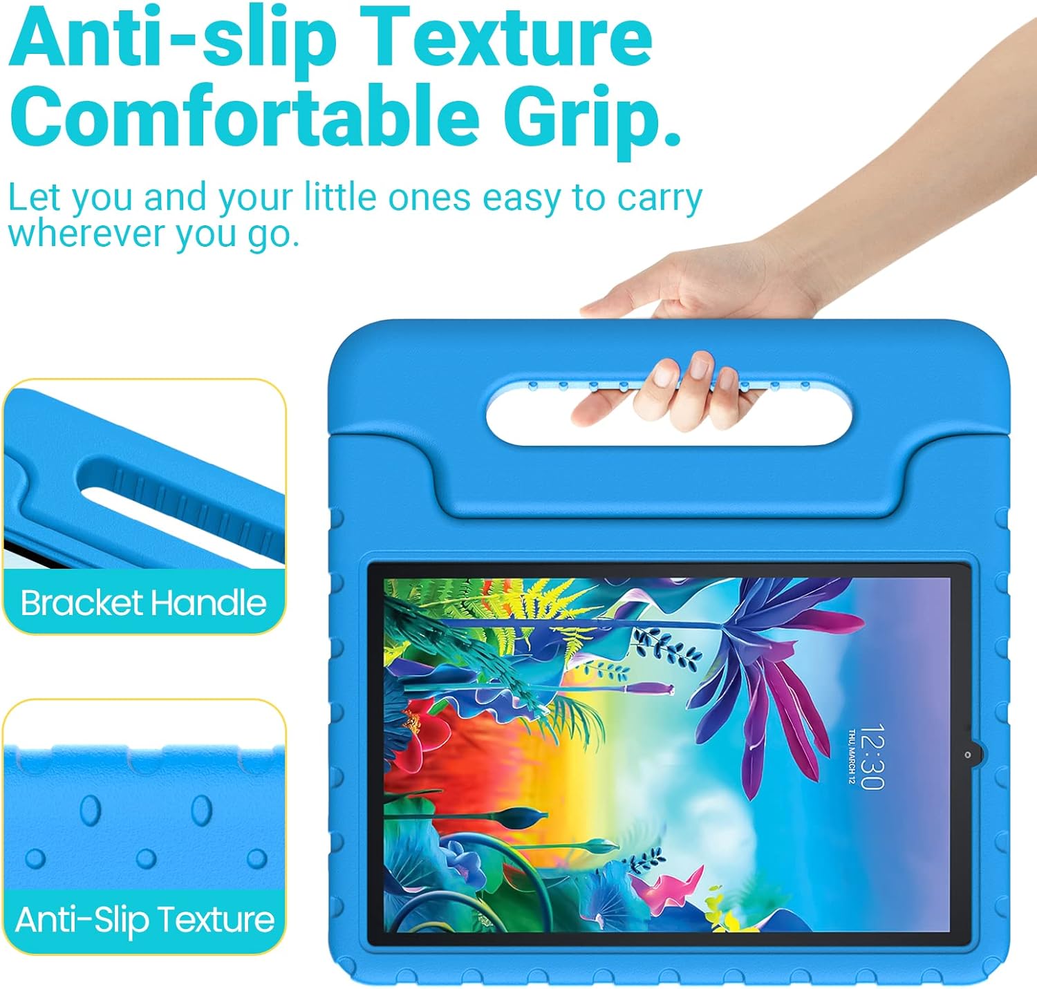 Thoreta Funda para LG G Pad 5 10.1, a prueba de golpes, ligera, convertible, soporte con mango convertible, a prueba de niños, compatible con LG G