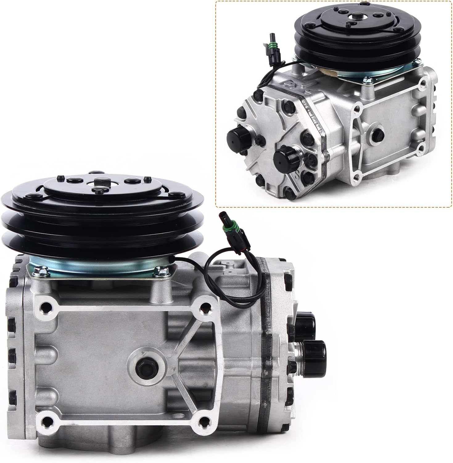 Compresor de CA del AC con embrague de 2 ranuras para 1996-1999 para Freightliner Peterbilt Kenworth-CFC688-21589 10.0L