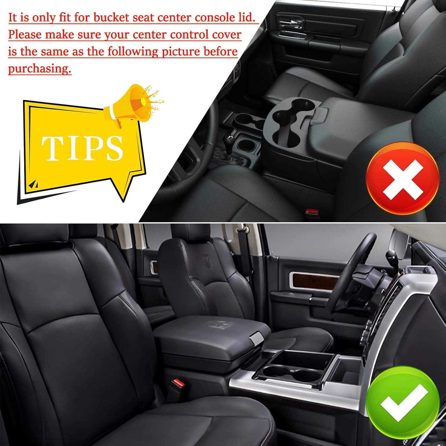 YOFAMO Funda para consola central RAM 2009-2018, antiarañazos, de cuero, impermeable, protector de reposabrazos para Dodge RAM 1500 2500 3500 4500