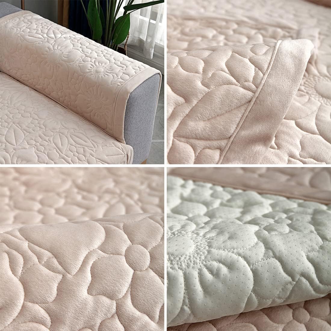 vctops Funda de sofá de felpa súper suave con bordado floral para sofá modular, funda antideslizante para sofá, cómodo y cálido, protector de