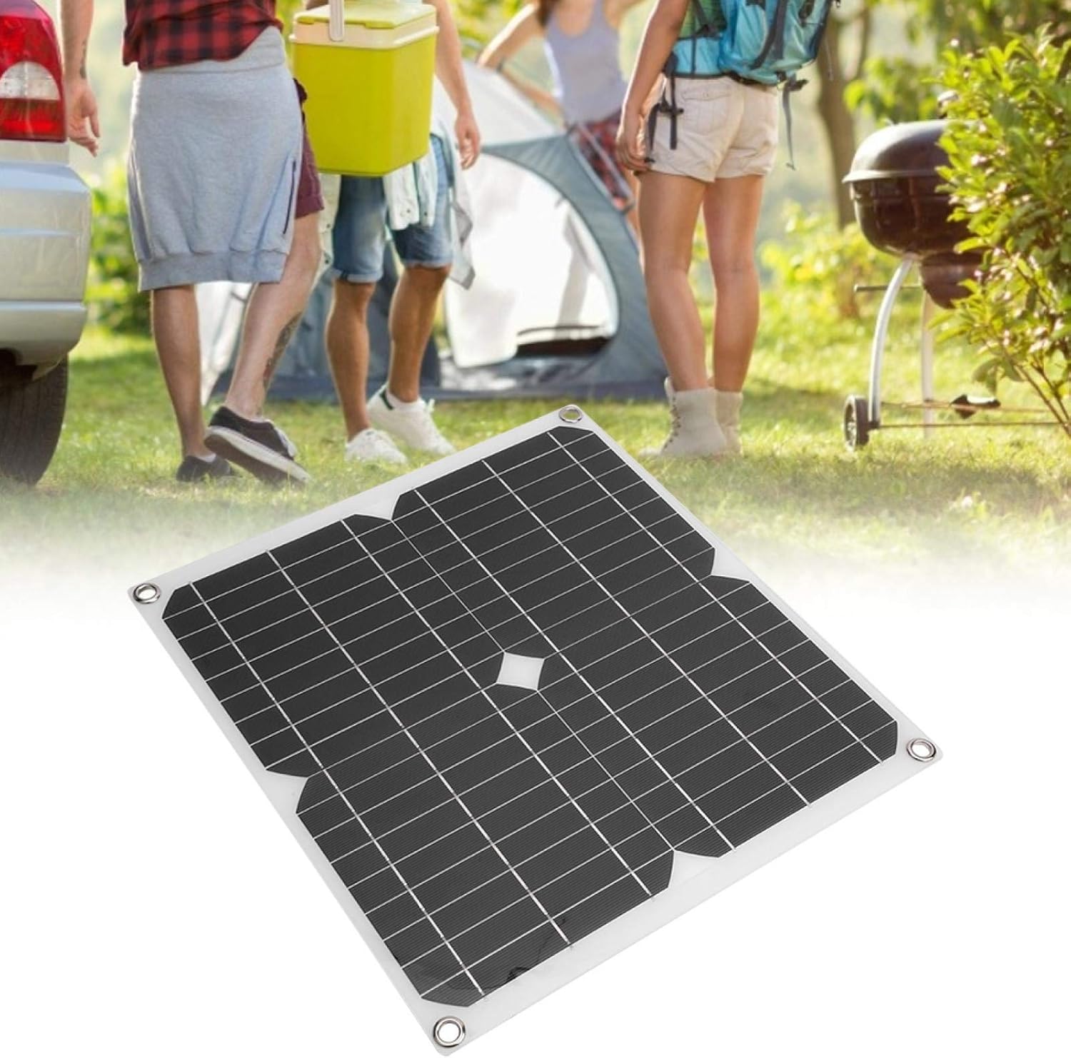 Hilitand Panel solar semiflexible Panel solar Tablero de carga Cargador de teléfono móvil para viajes al aire libre, camping, panel solar de 25 W 5