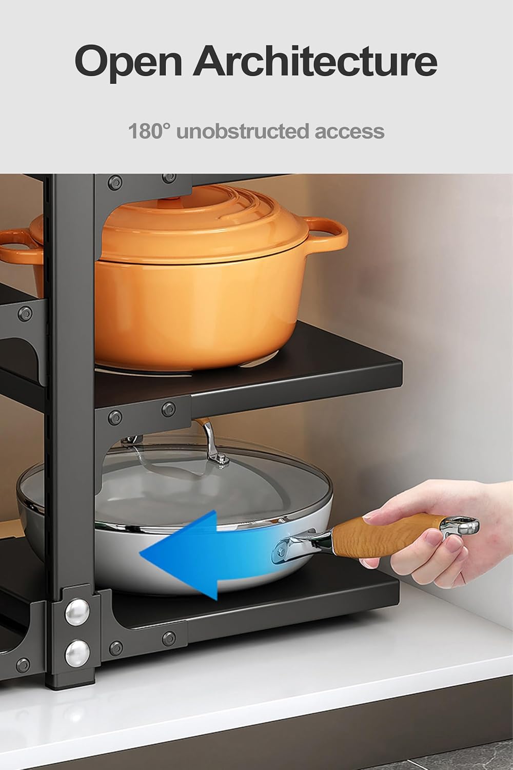 Pots and Pans Organizer for Cabinet, Heavy Duty Pot Pan Rack under Sink Organizers and StorageKitchen Cabinet Organizer with 7 Tiers