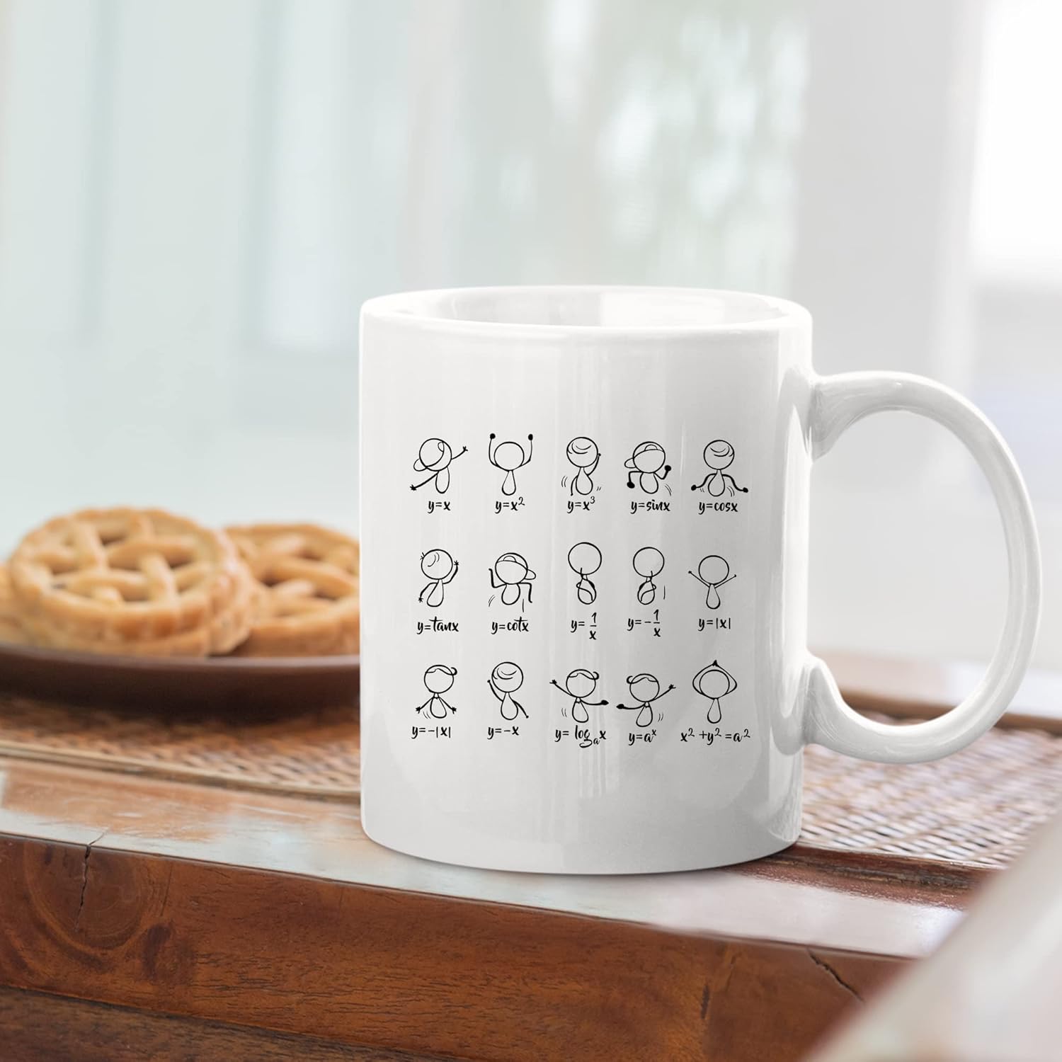 Panvola Taza de café de matemáticas divertidas, taza de café de cerámica de 11 onzas, figuras de baile, ecuación, matemáticas, maestro, estudiantes,