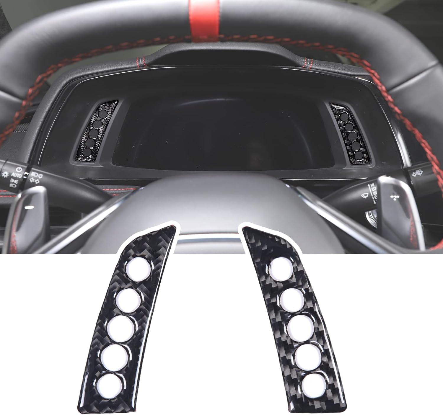 Adhesivo de fibra de carbono real para panel de instrumentos compatible con Chevrolet Corvette C8 2020-2023, accesorios para panel de pantalla de