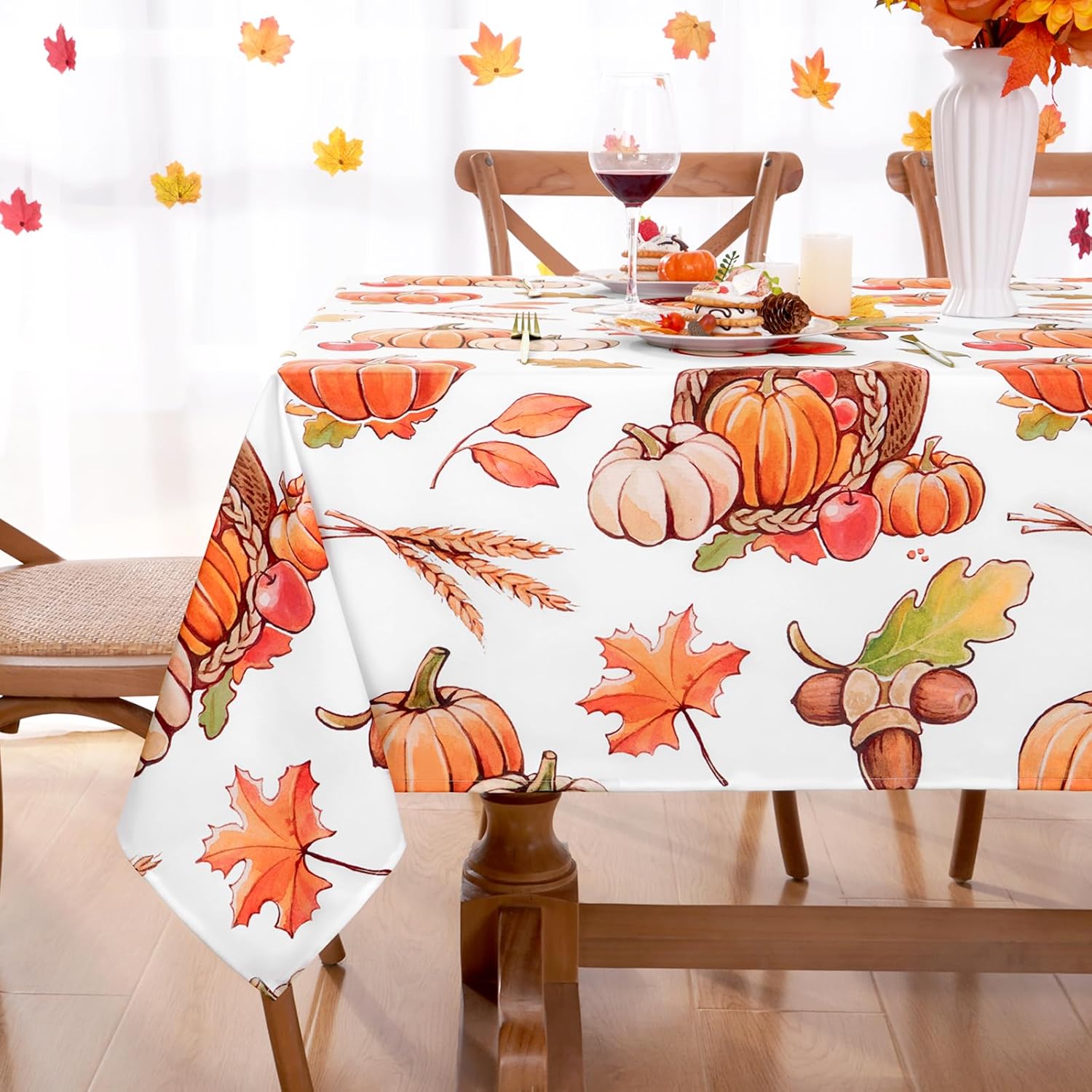 Yinhua Mantel rectangular de otoño de Acción de Gracias, mesa rectangular de cosecha de otoño, calabaza, regalo ideal de 60 x 84 pulgadas
