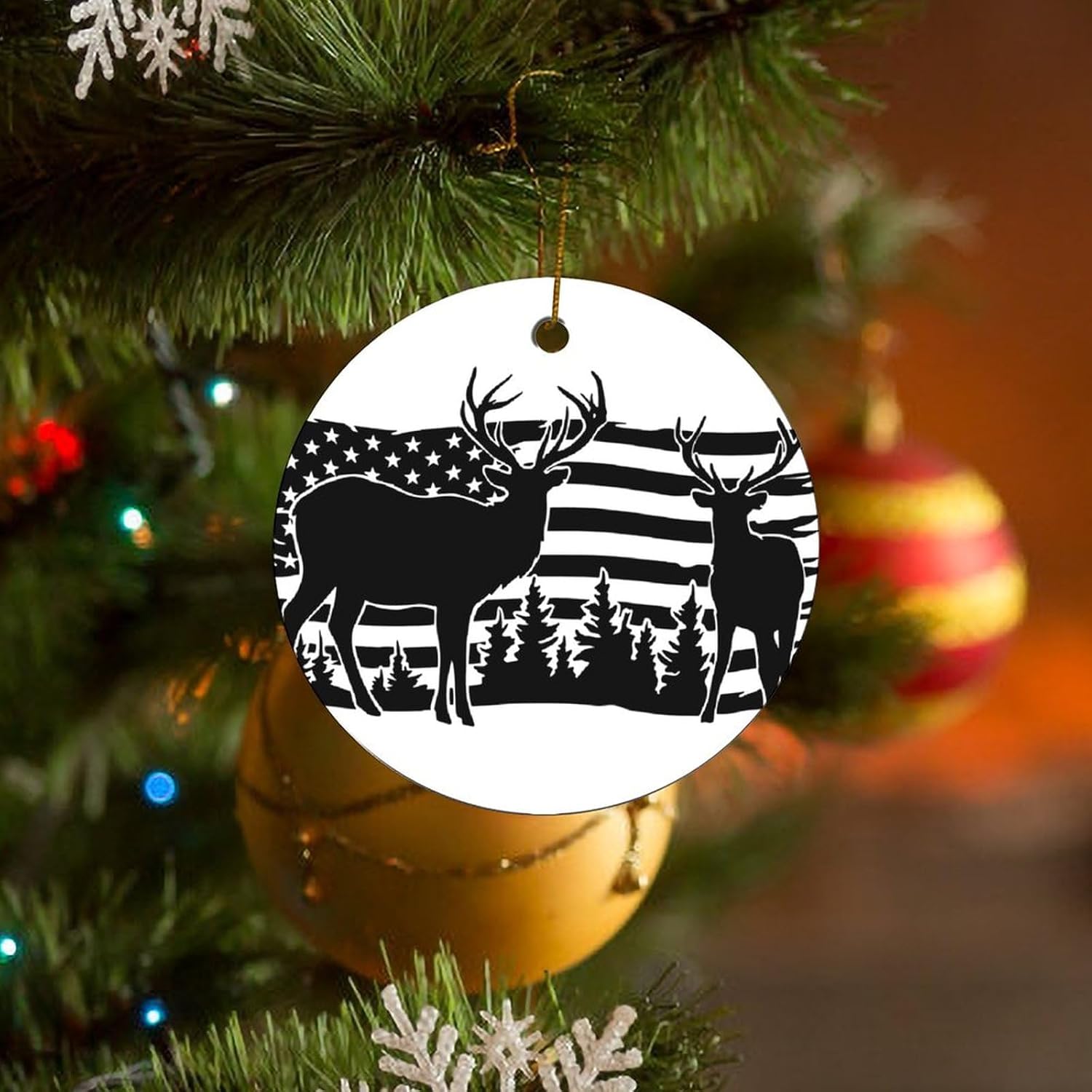 Adornos de Navidad de cerámica 2023, decoración para árbol de Navidad para niños, amantes y amigos, adorno colgante de doble cara de 2.8 pulgadas