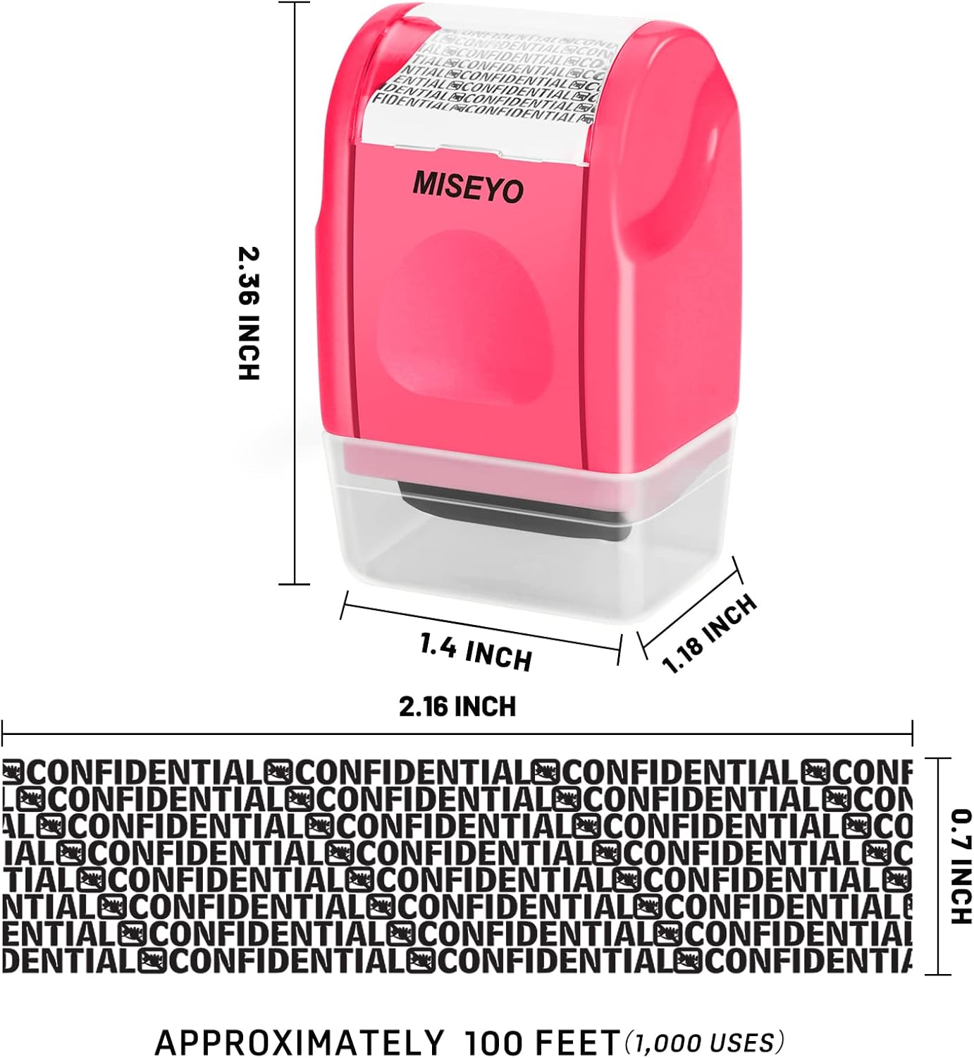 Miseyo Protección contra robo de identidad sellos anchos y mini rodillos (melocotón) para privacidad de identificación de código de barras de datos
