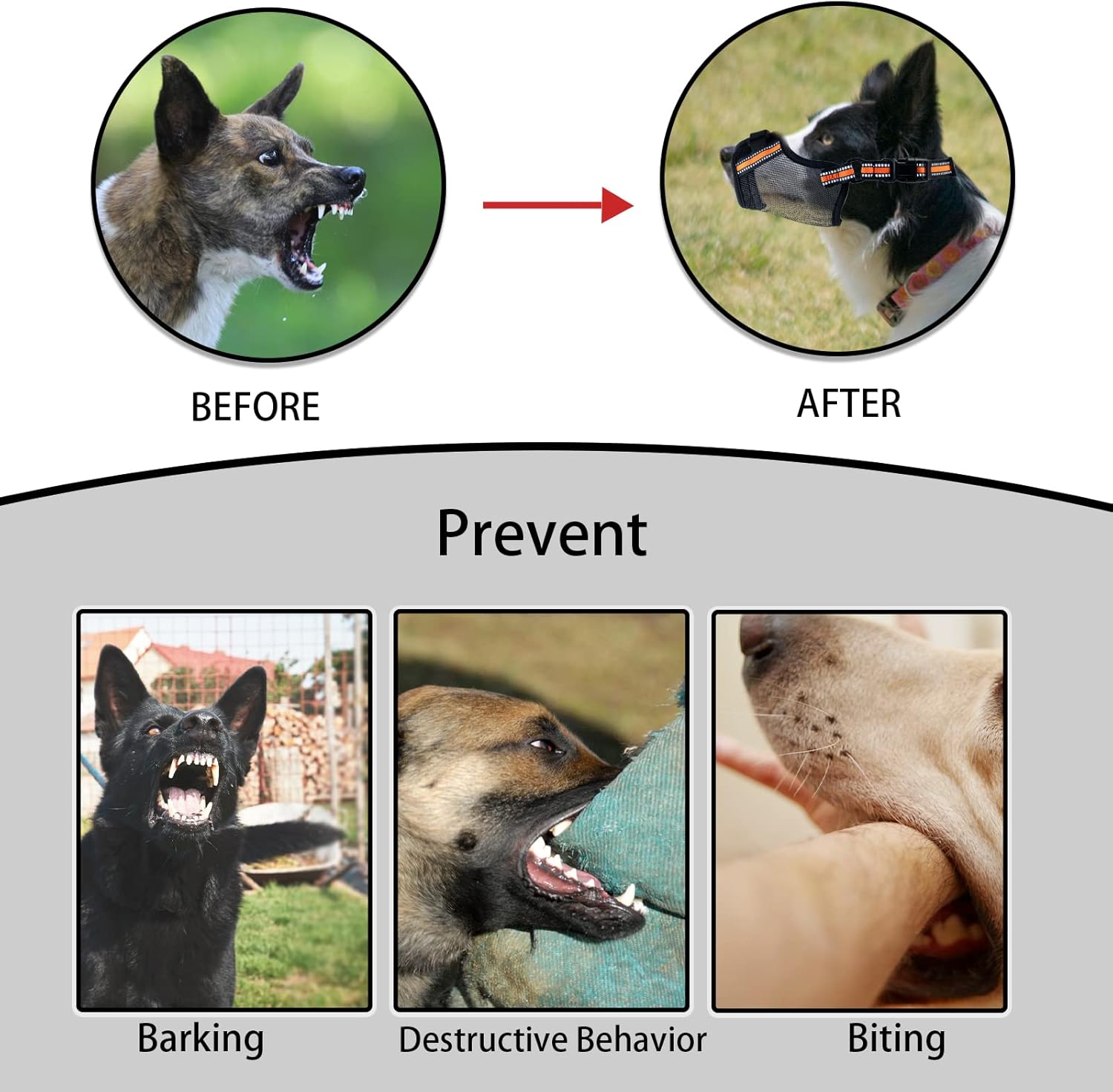 Bozal para perro, bozal de nailon suave antimordeduras y ladridos, bozal para perro transpirable de malla de aire con velcro ajustable y correa
