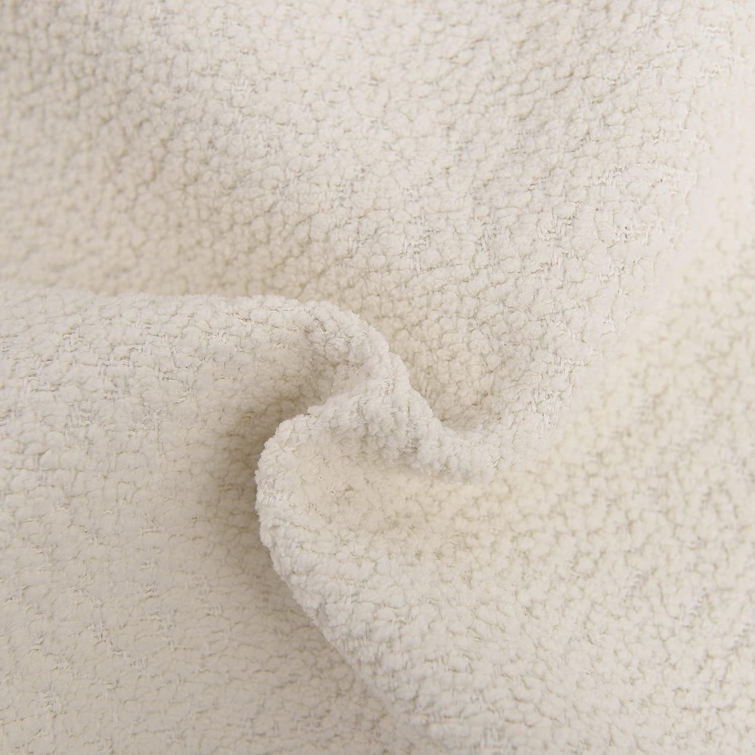 Ivory Colored Cute Boucle Textured Throw Pillow Covers, Cozy Soft Accent Cushion Cases, Modern Zippered Design for Sofa Couch Bed and Living Room –