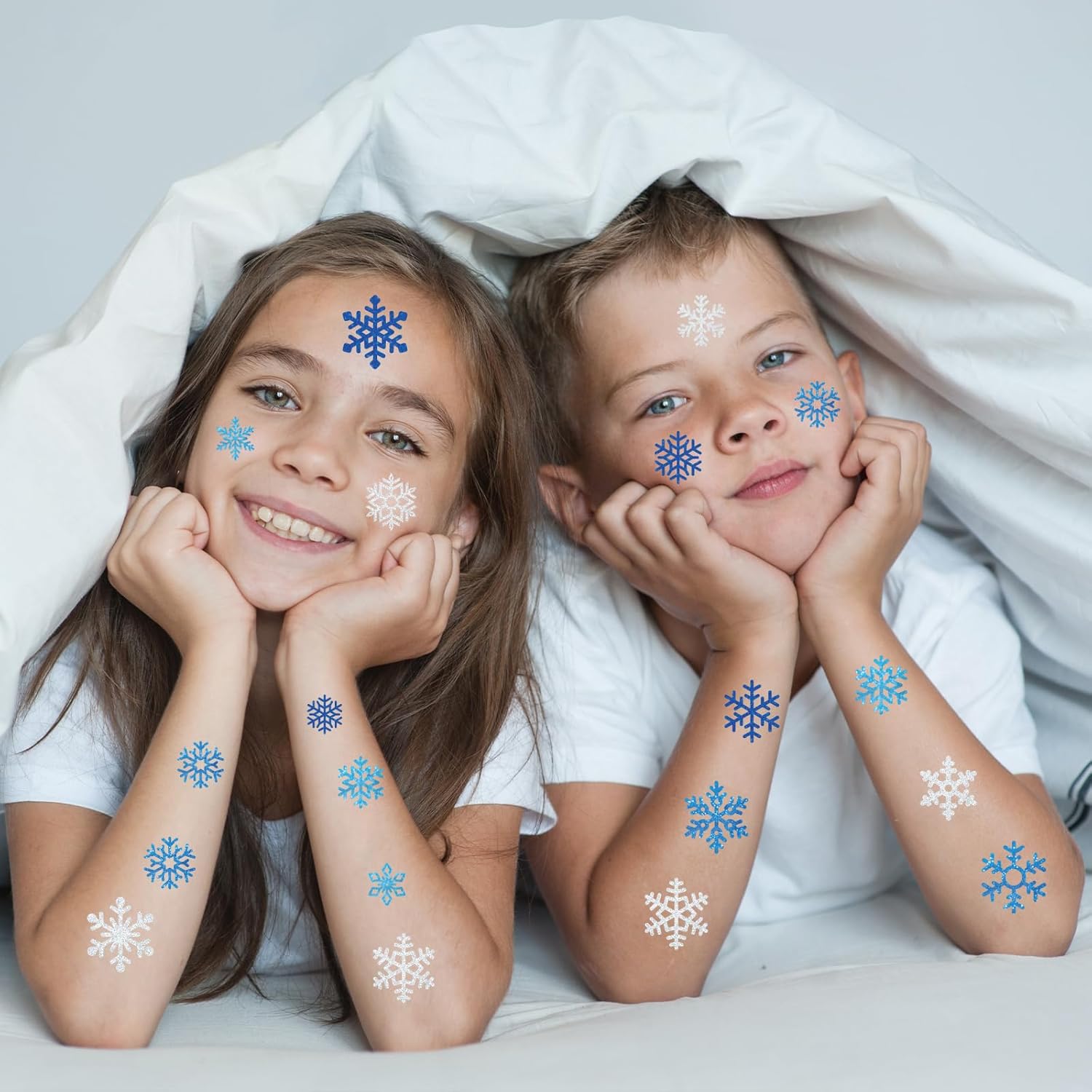 280 calcomanías temporales de copos de nieve, tatuajes temporales de invierno para niños, copos de nieve de invierno, tatuajes falsos, decoraciones