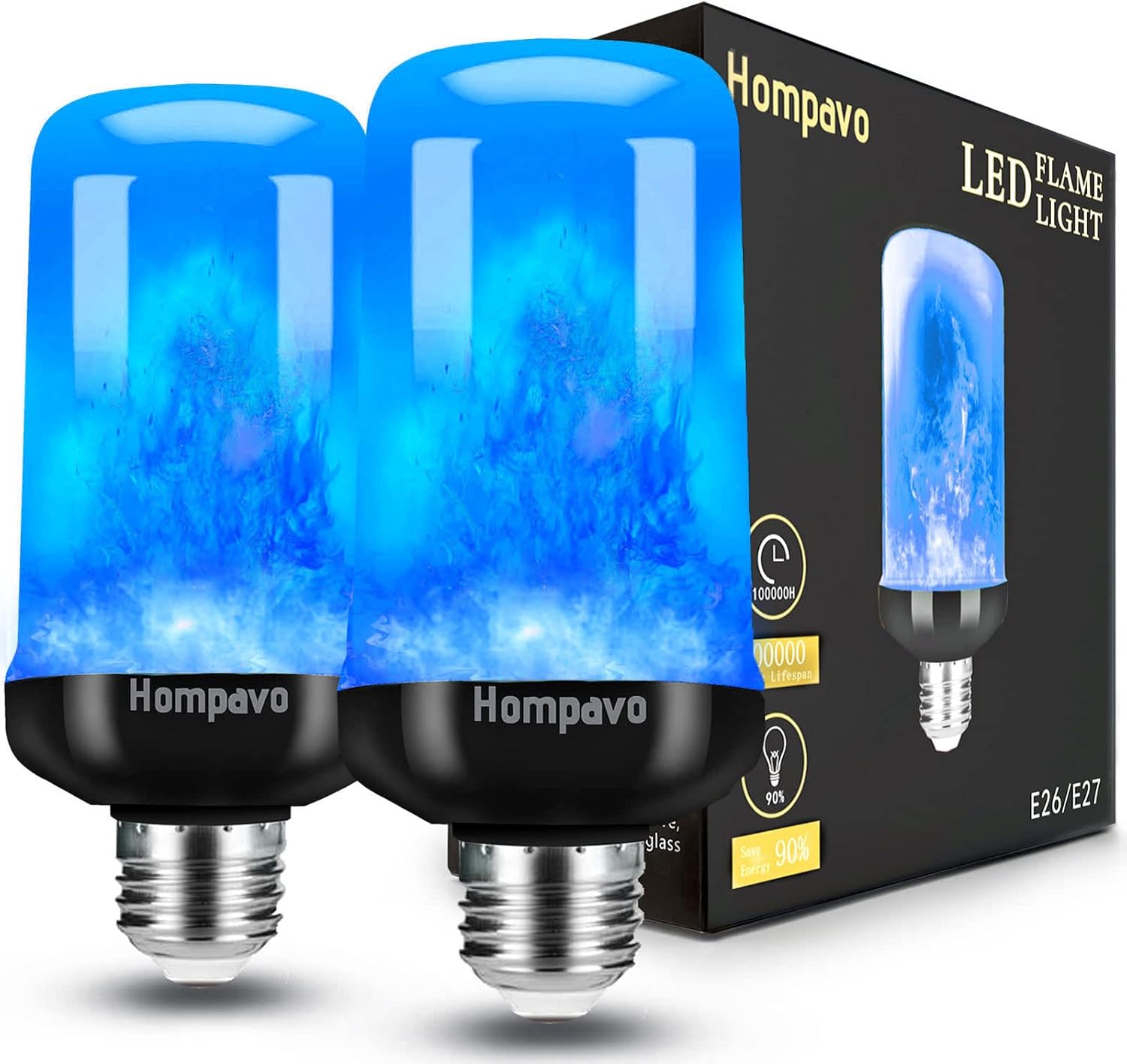Hompavo Paquete de 2 bombillas LED moradas parpadeantes con efecto invertido, base E26E27, 3W, decoración para Halloween, Navidad, fiesta,