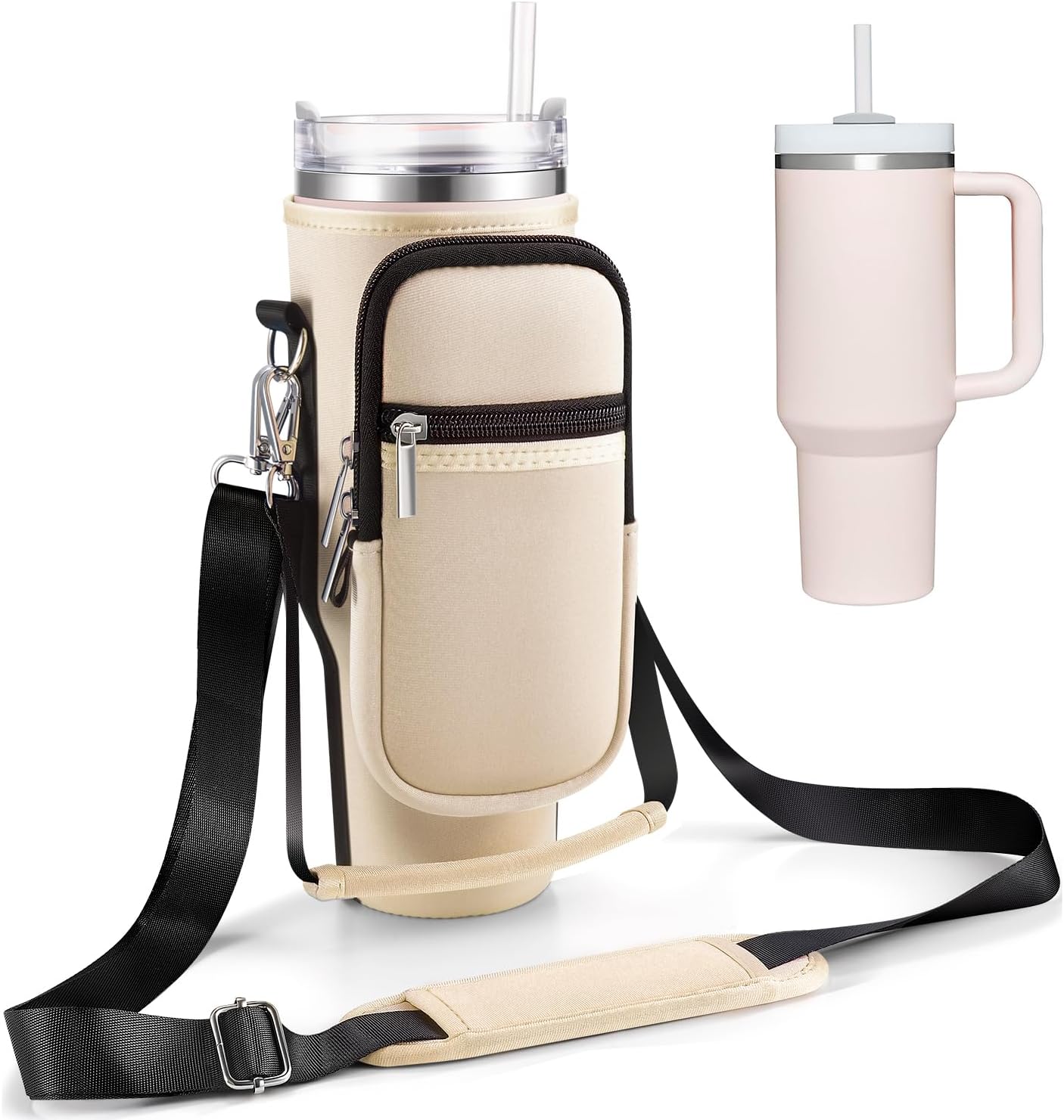 Bolsa de transporte con bolsillo para teléfono Stanley vaso de 40 onzas con asa y vaso Simple Modern de 40 onzas  Soporte para botella de agua para