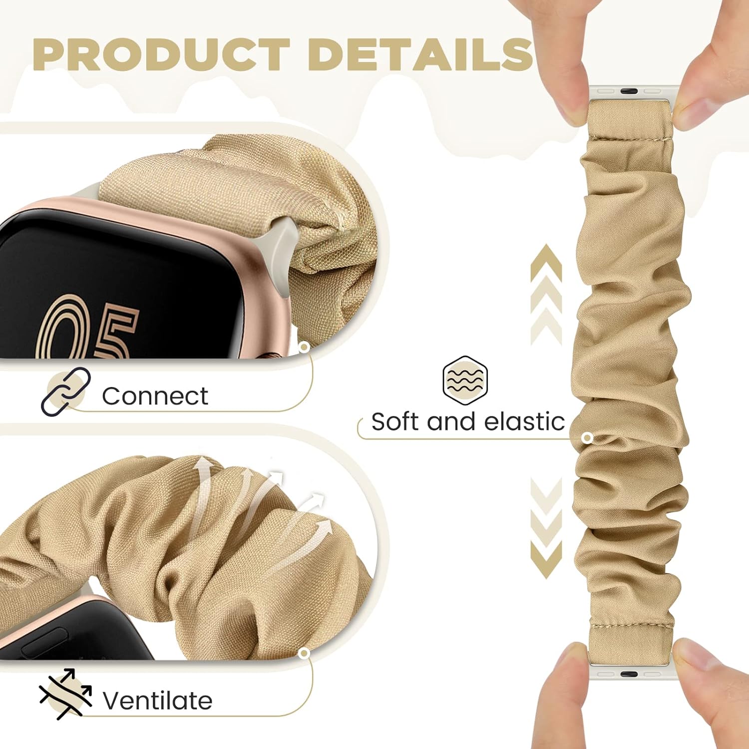 ShuYo Paquete de 4 bandas elásticas compatibles con Apple Watch de 1.496 pulgadas, 1.575 pulgadas, 1.614 pulgadas, 1.654 pulgadas, 1.732 pulgadas,