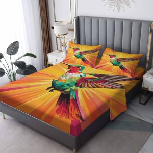 J1-&-357 – Juego de sábanas de colibrí tamaño Queen, diseño de arco iris vintage, sábanas y fundas de almohada con patrón de 4 piezas, sábana bajera J1-&-357 – Juego de sábanas de colibrí tamaño Queen, diseño de arco iris vintage, sábanas y fundas de almohada con patrón de 4 piezas, sábana bajera