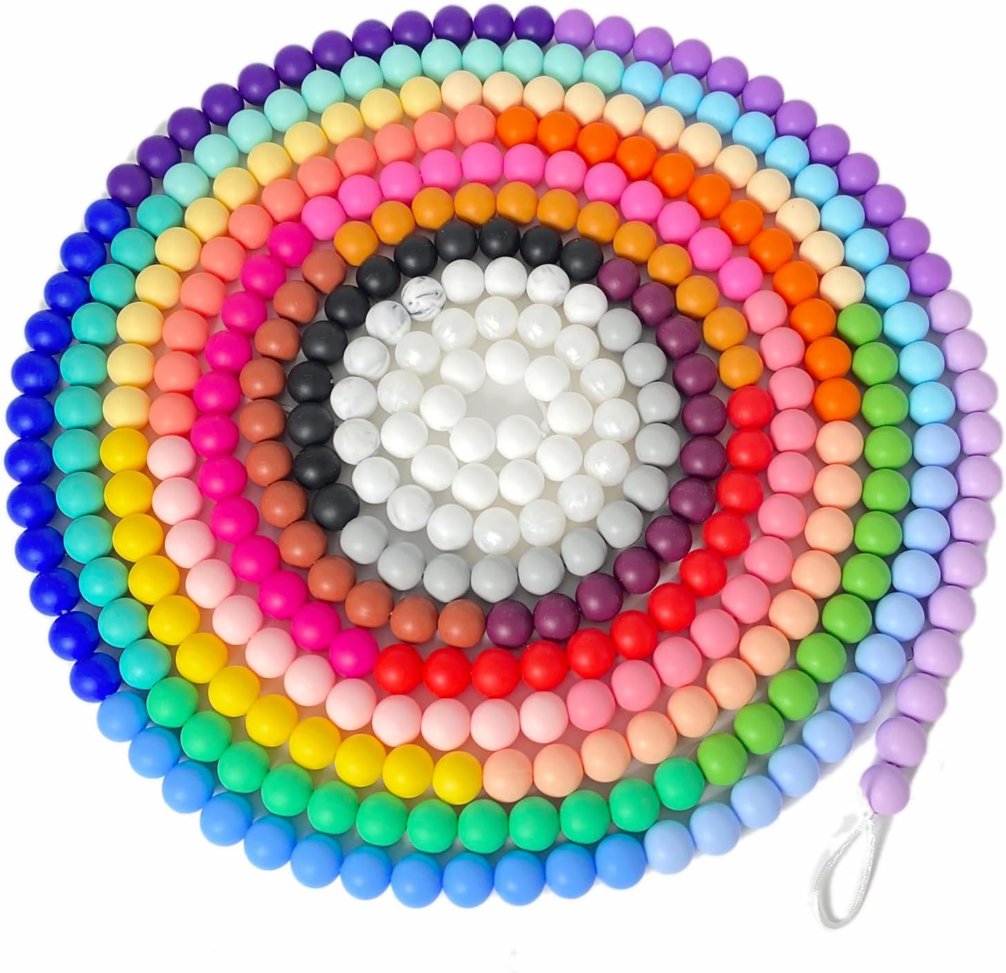 300 cuentas de silicona, cuentas redondas de silicona de 0.472 pulgadas a granel para hacer llaveros, 30 colores, cuentas focales de silicona,