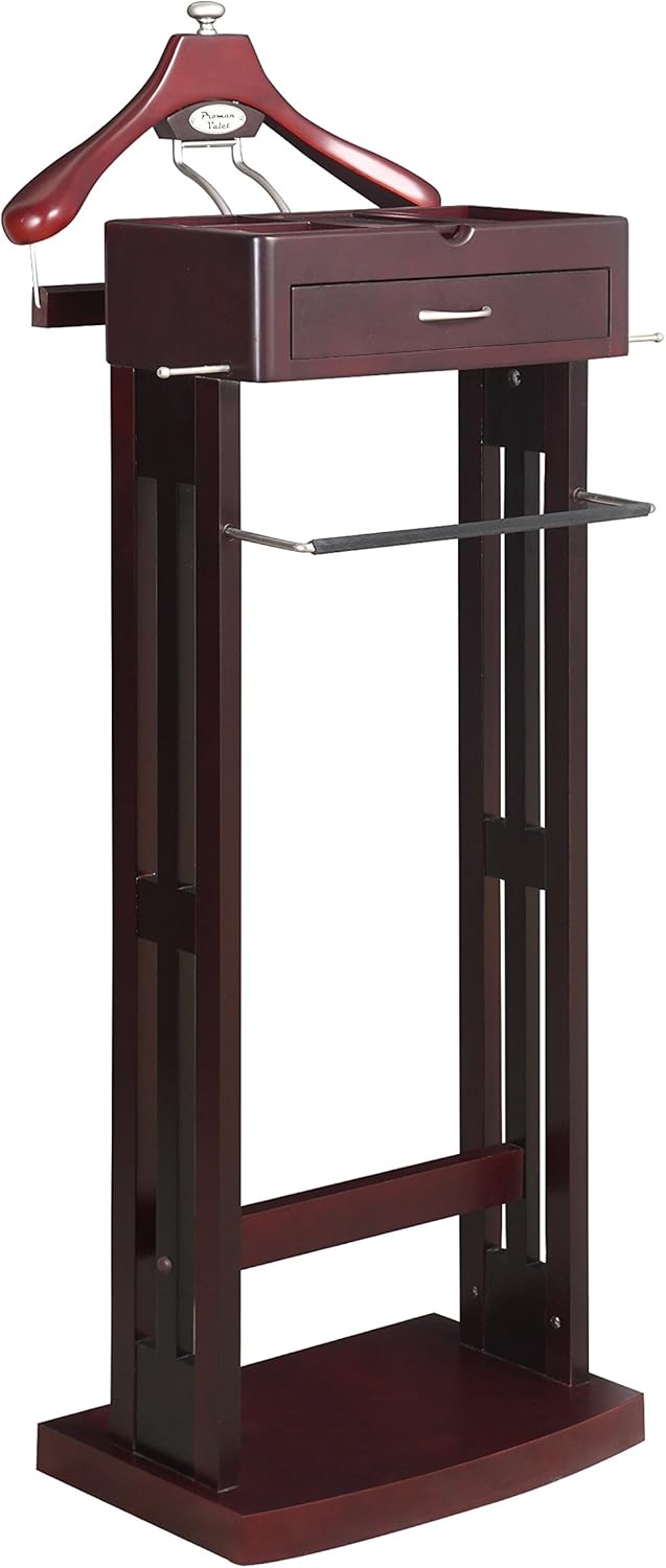 Proman Products Norstar VL16245 – Soporte de valet para traje con colgador desmontable, barra de pantalones, barras de corbata, bandeja de espejo y