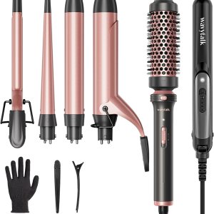 Wavytalk Juego de rizadores 5 en 1 y mini plancha plana wavytalk de 0.7 pulgadas Wavytalk Juego de rizadores 5 en 1 y mini plancha plana wavytalk de 0.7 pulgadas