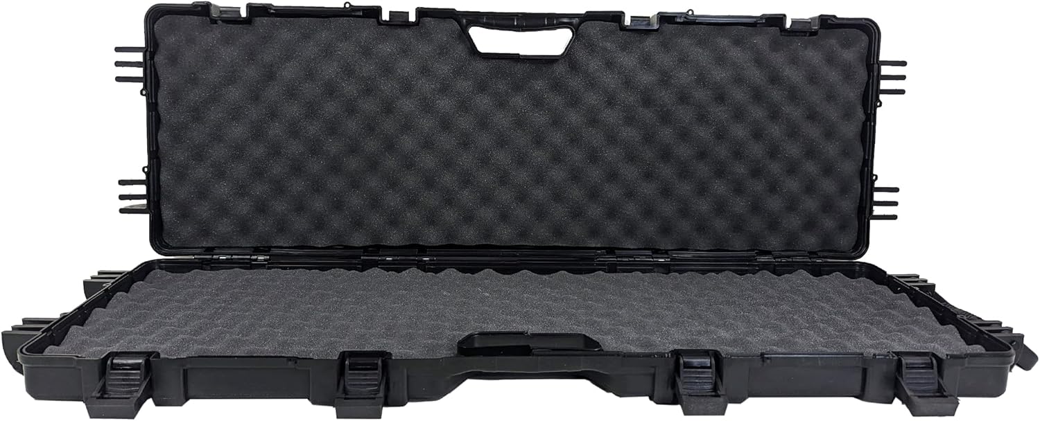 My Holster 38.5 “Hard Rifle Gun Case, Caja de almacenamiento larga con bloqueo, estuche de viaje de plástico, equipaje protector con inserto de