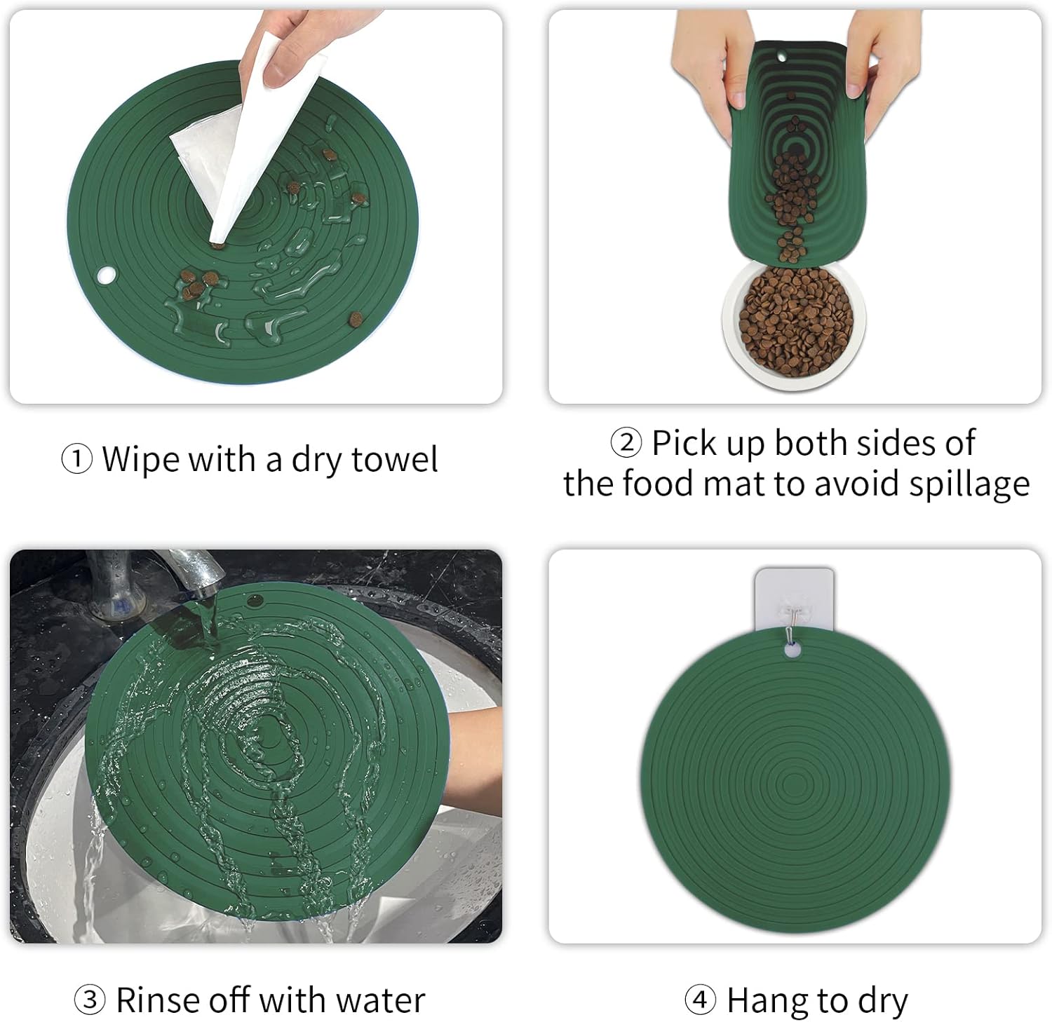 Ptlom 2 manteles individuales para mascotas para perros y gatos, tapete de silicona impermeable para alimentos y agua, tapete para mascotas pequeño,