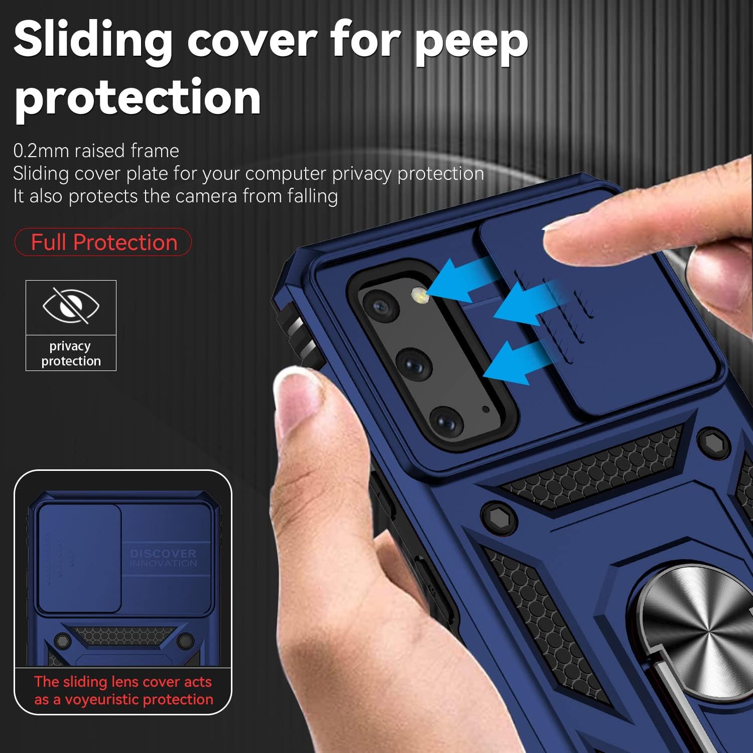 Funda para Samsung Galaxy S20, Galaxy S20 con cubierta deslizante para cámara HD, protección de cámara Soporte giratorio magnético Funda protectora