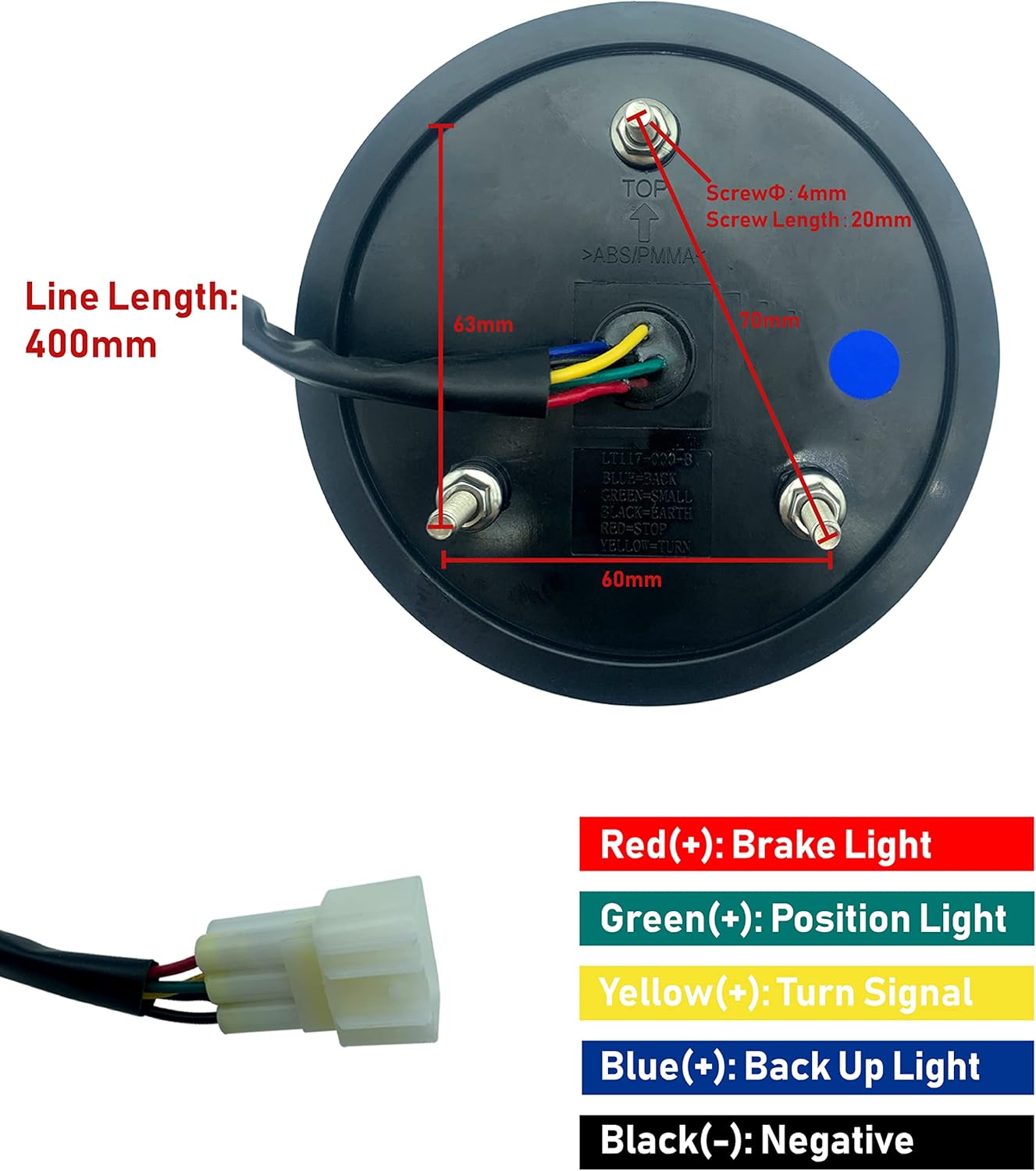 WELNENT E-Mark ADR CCC – Luz trasera LED redonda de 4.84 pulgadas, 10 V – 30 V, lámpara de freno superbrillante, luz de marcha de giro para