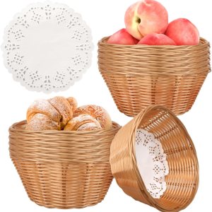 Yimerlen 12 cestas pequeñas redondas de pan de plástico estilo comedor para servir 7 x 7 x 3 pulgadas, cestas de pan calentadas tejidas para frutas, Yimerlen 12 cestas pequeñas redondas de pan de plástico estilo comedor para servir 7 x 7 x 3 pulgadas, cestas de pan calentadas tejidas para frutas,