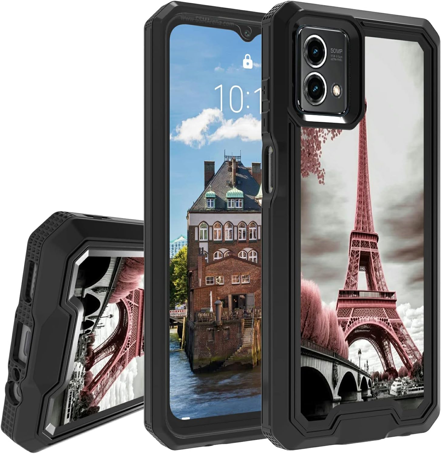 Rossy Funda para teléfono Motorola Moto G Stylus 5G 2023 con patrón de torre Eiffel de París rosa para mujeres y hombres, híbrida de doble capa,