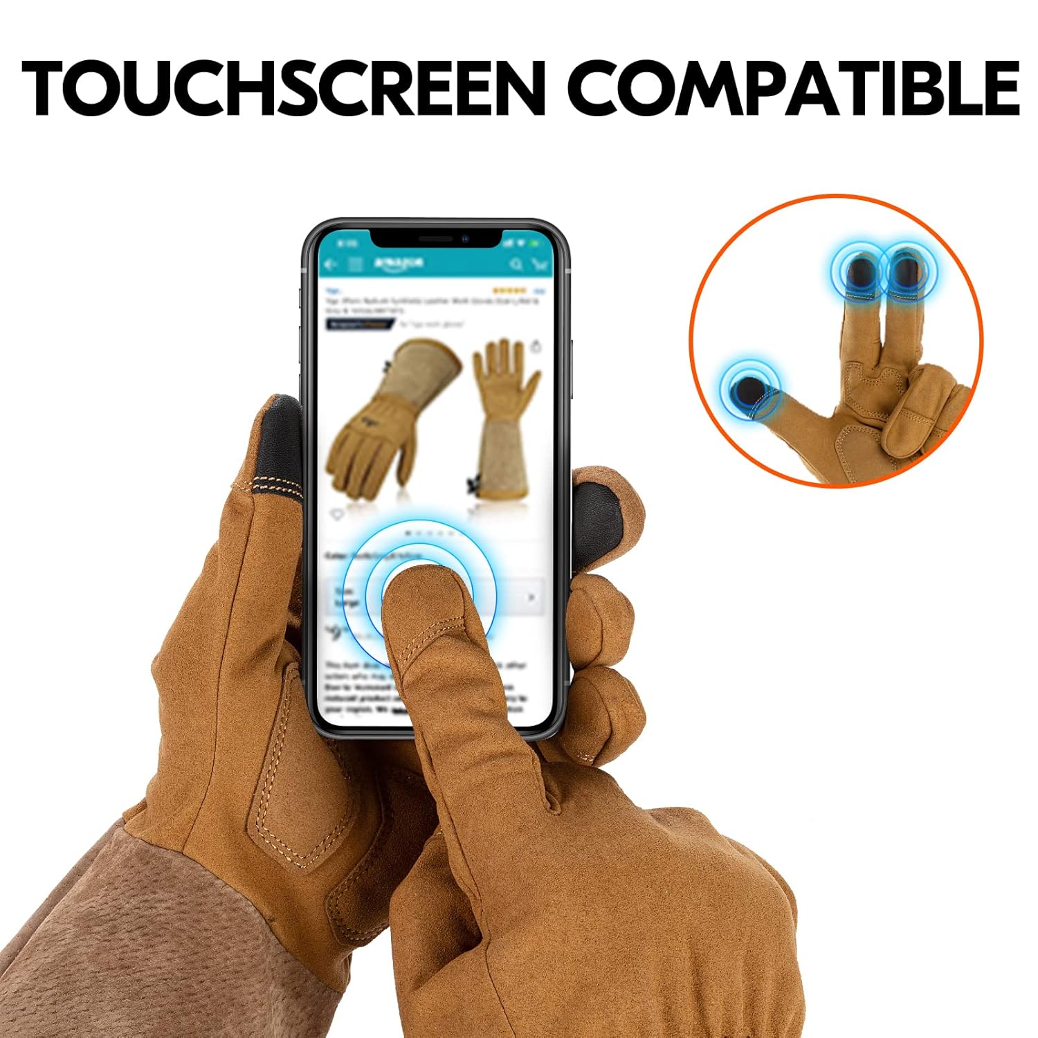 Vgo… Guantes de trabajo de seguridad para hombre, puño extendido de cuero dividido de cerdo, cuero sintético, a prueba de espinas de poda de